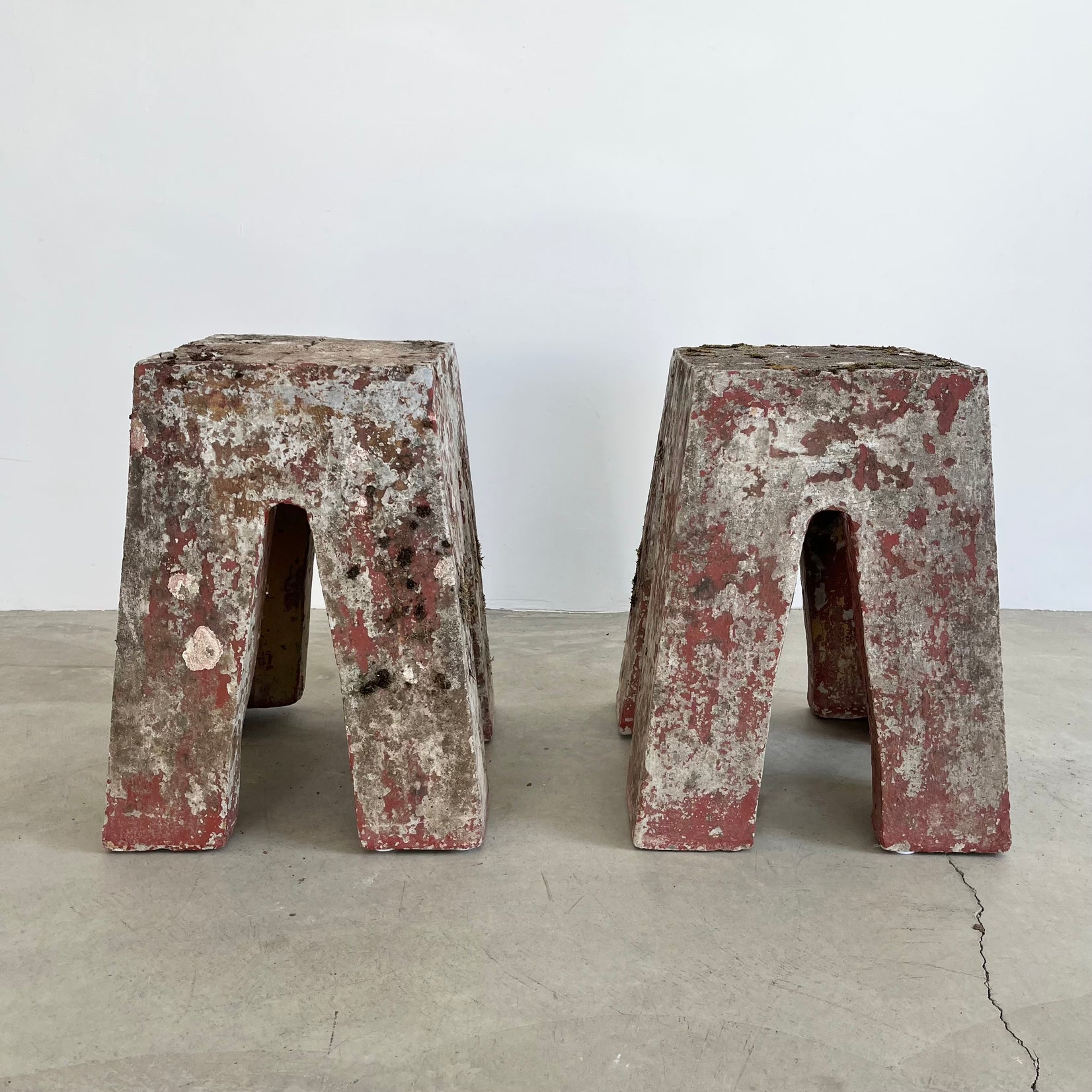 Pair of Sculptural Concrete Stools or Side Tables, 1960s France