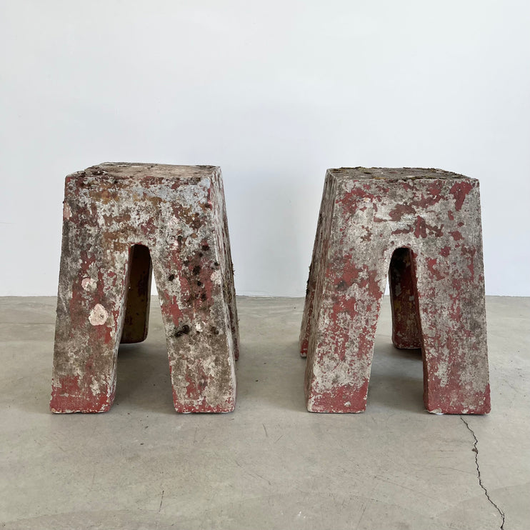 Pair of Sculptural Concrete Stools or Side Tables, 1960s France