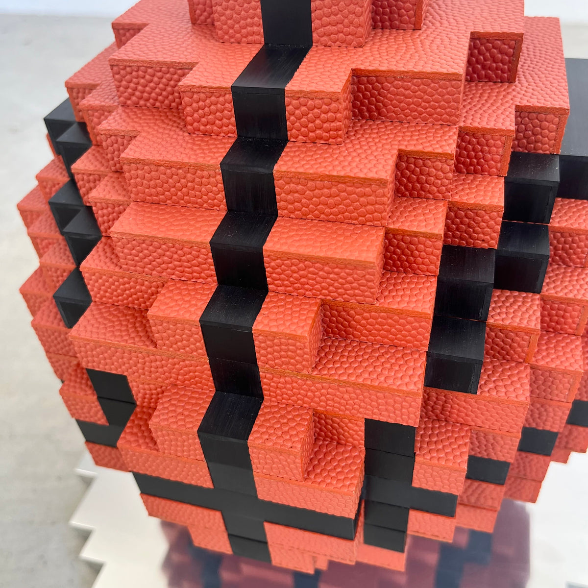 Dunk-bit, Handmade Pixelated Basketball Sculpture