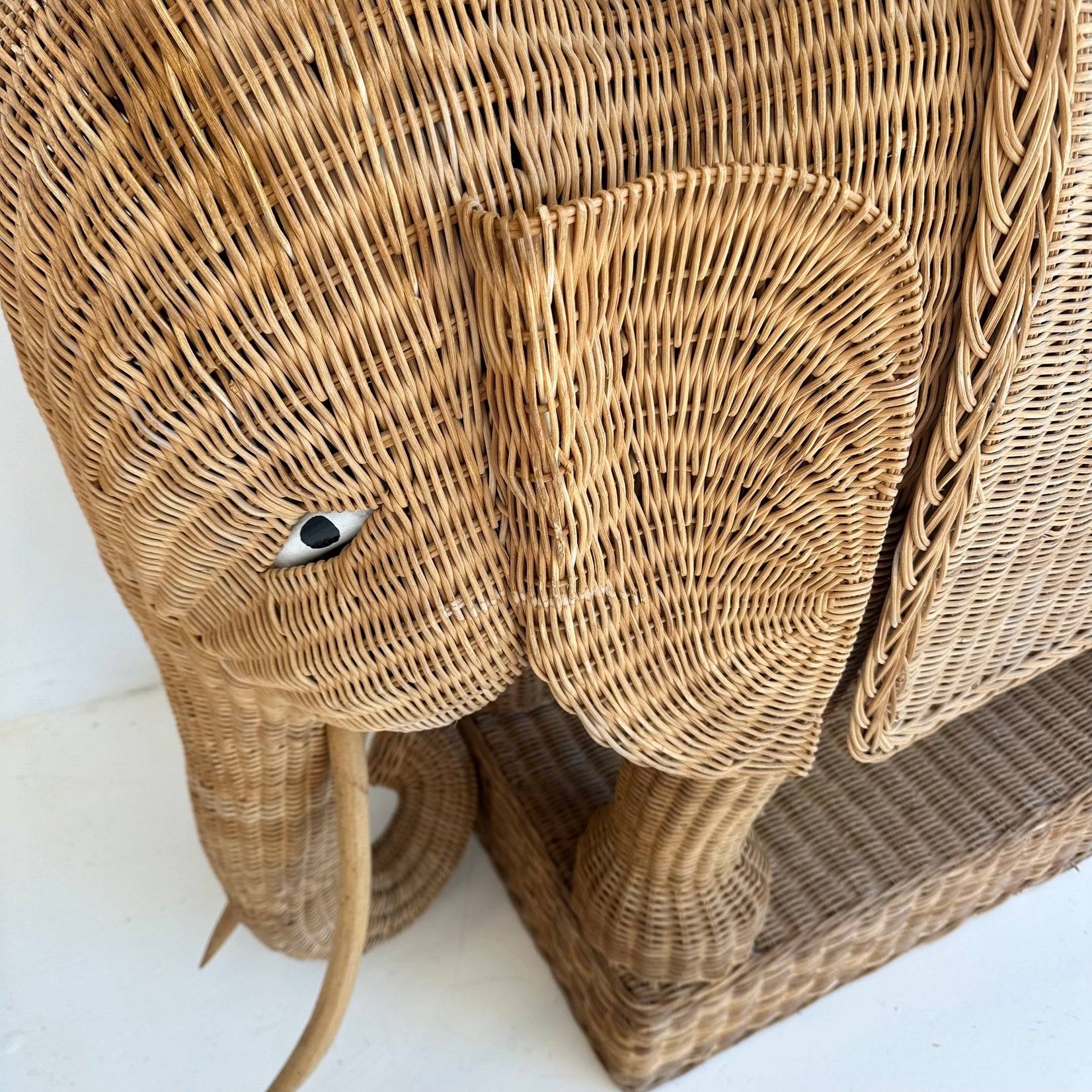 Wicker and Rattan Elephant Console Table