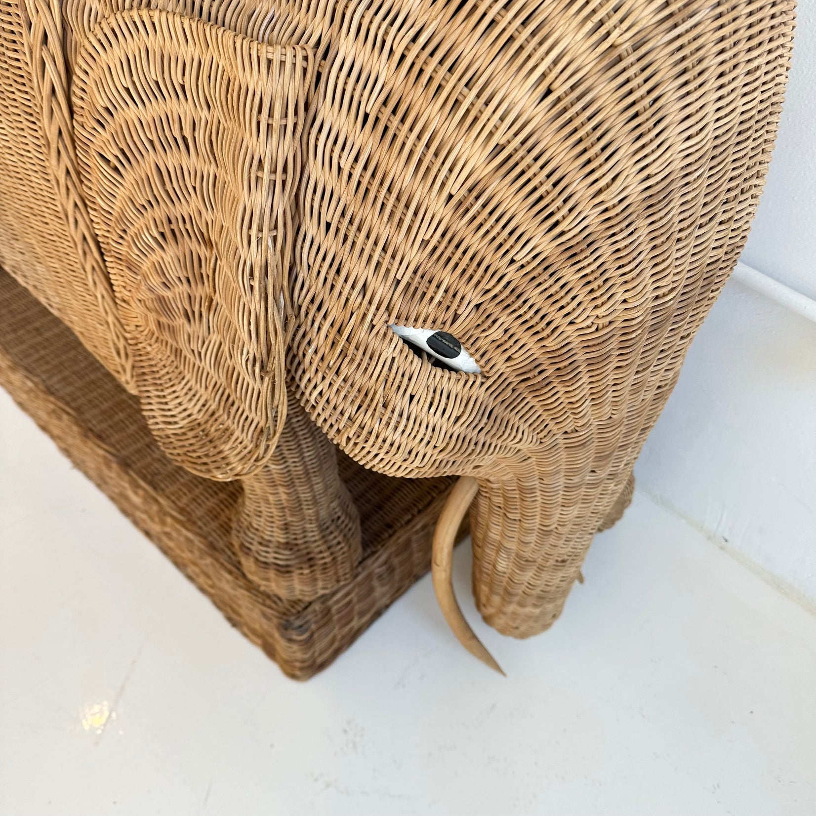 Wicker and Rattan Elephant Console Table