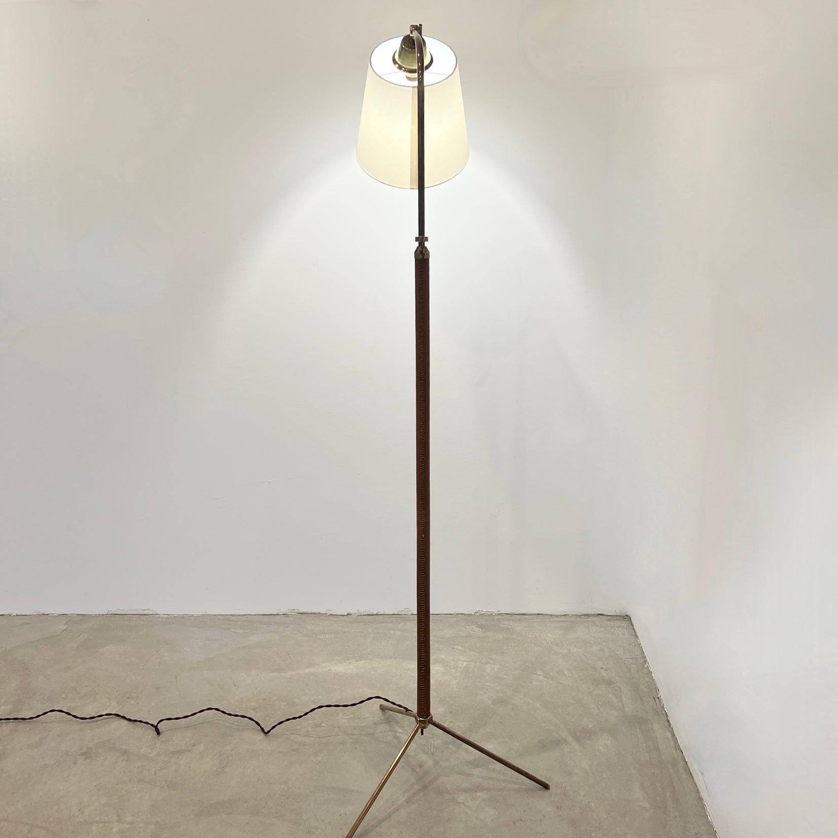 Tan Leather Floor Lamp