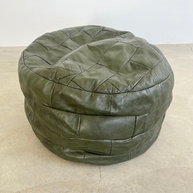 Green Leather Patchwork Ottoman