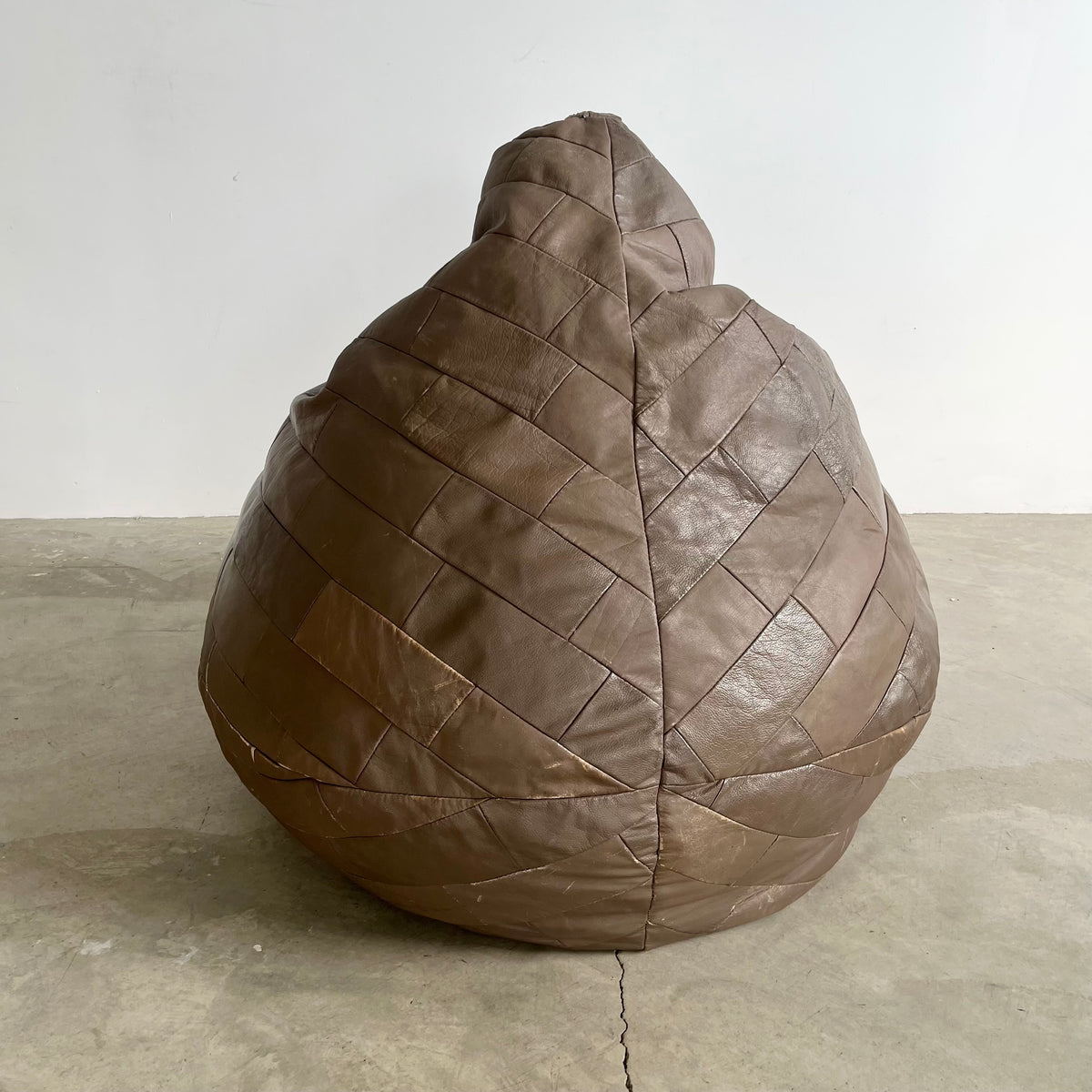 Gray Leather Patchwork Beanbag