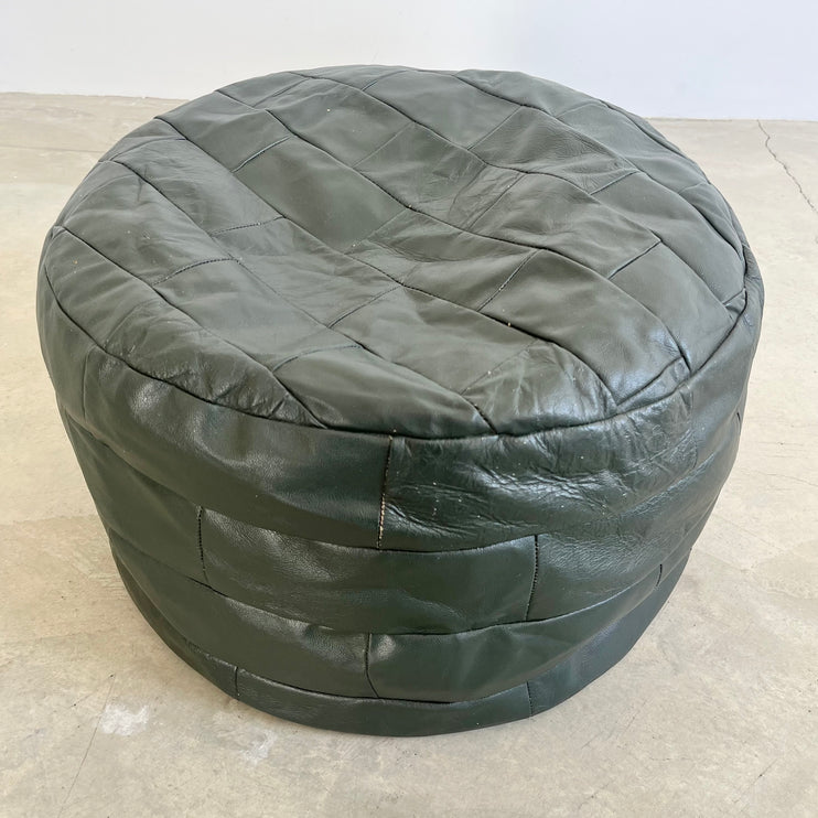 Green Leather Patchwork Ottoman