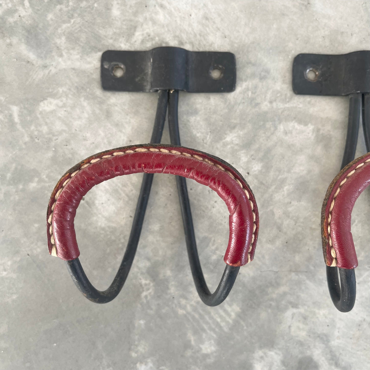 Iron and Leather Coat Hooks