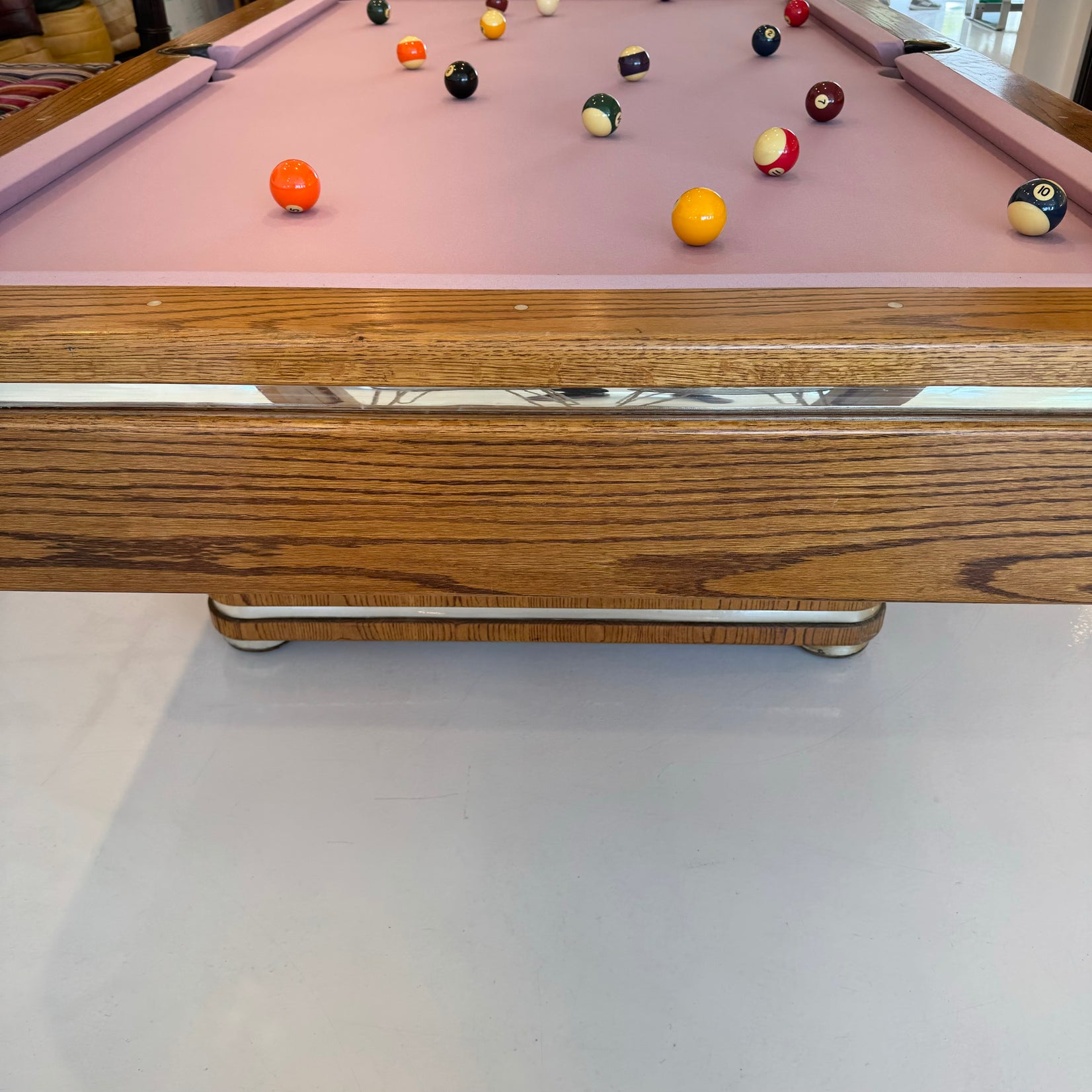 Oak and Brass Pool Table