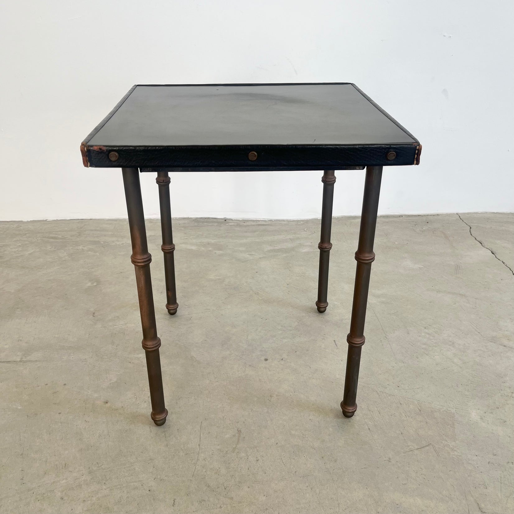 Leather and Metal Side Table