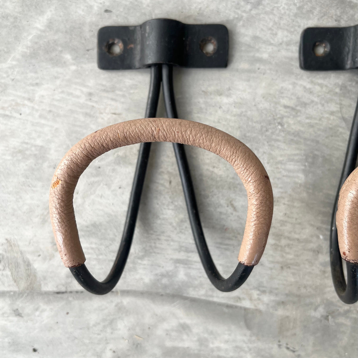 Iron and Leather Coat Hooks