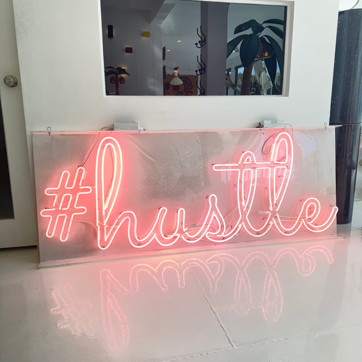 Pink Neon Hustle Sign
