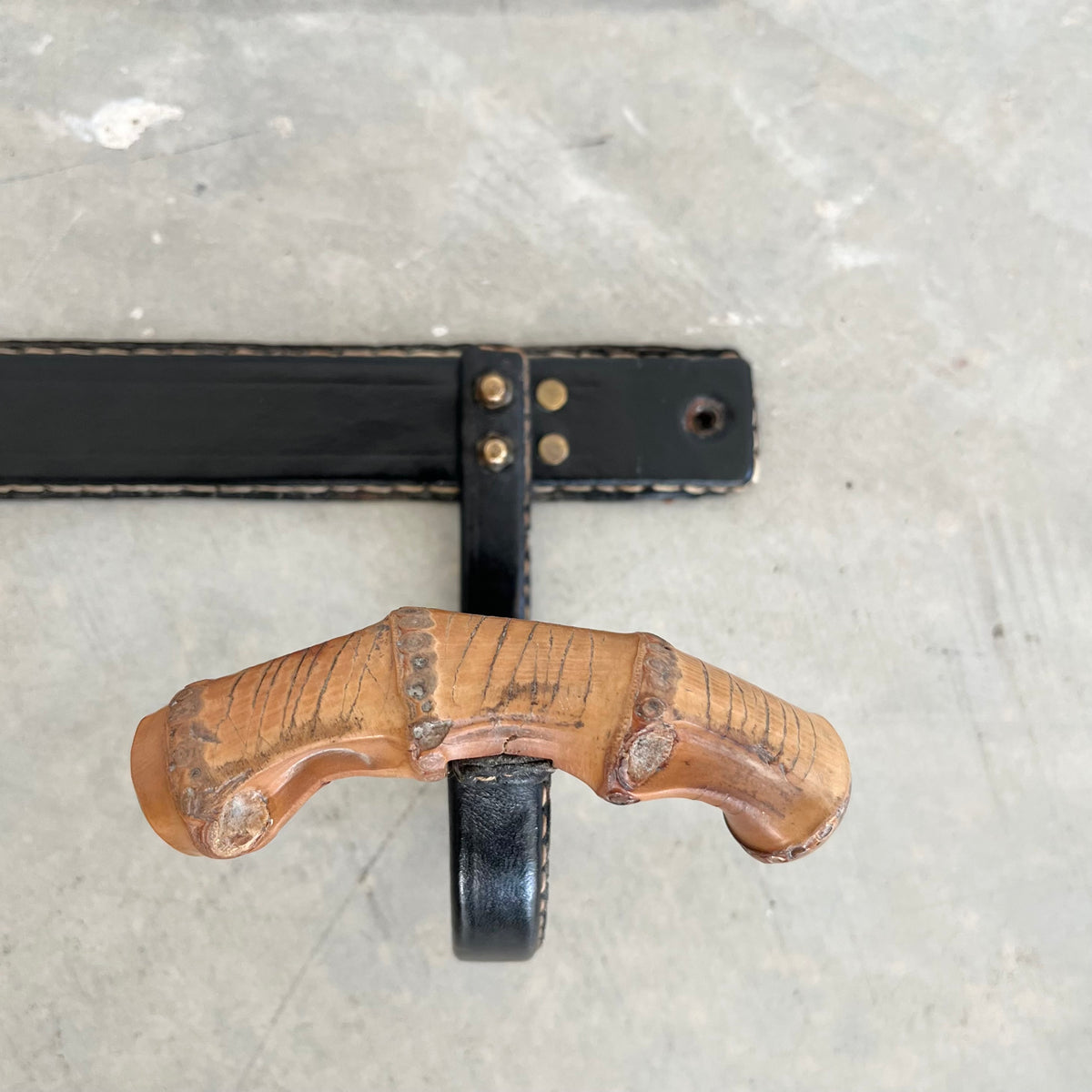 Leather and Bamboo Coat Rack