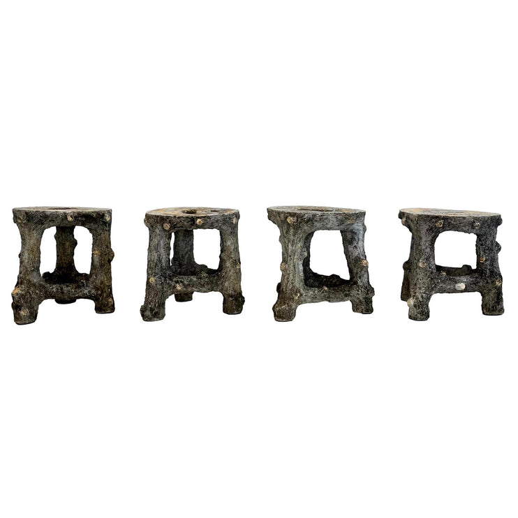 Set of 4 Faux Bois stools, 1960s France