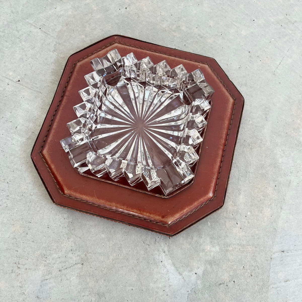 Leather and Glass Ashtray