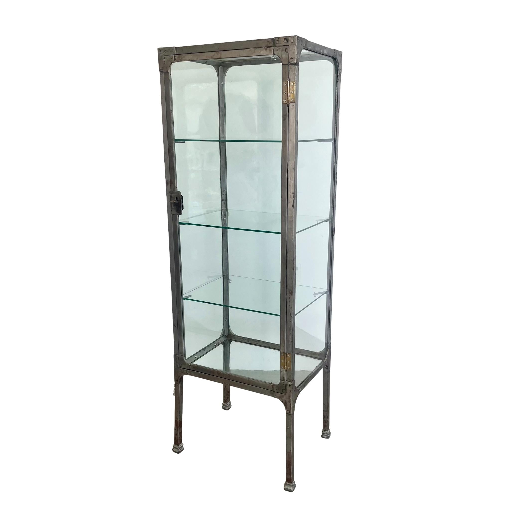Industrial Steel & Glass Medical Vitrine