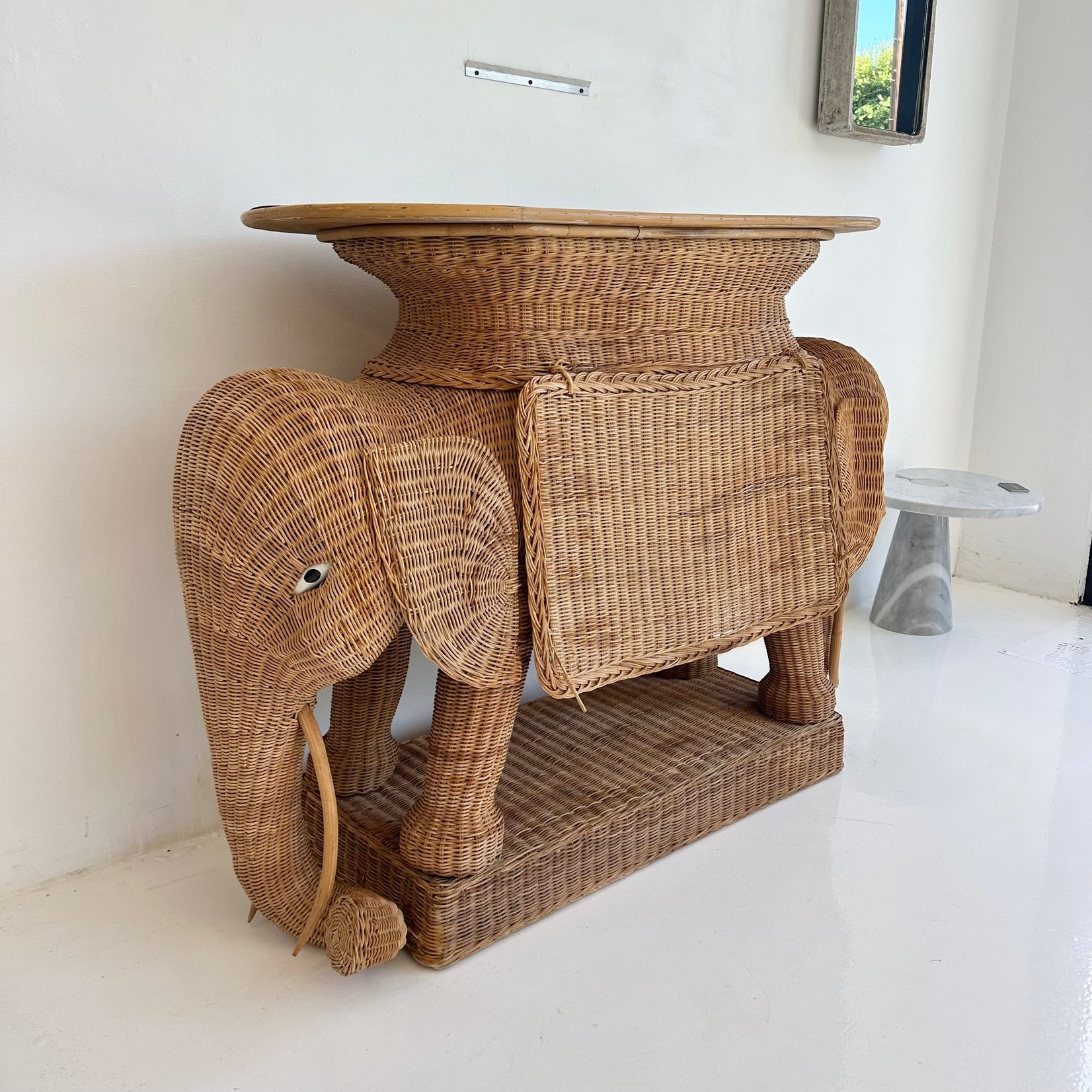 Wicker and Rattan Elephant Console Table