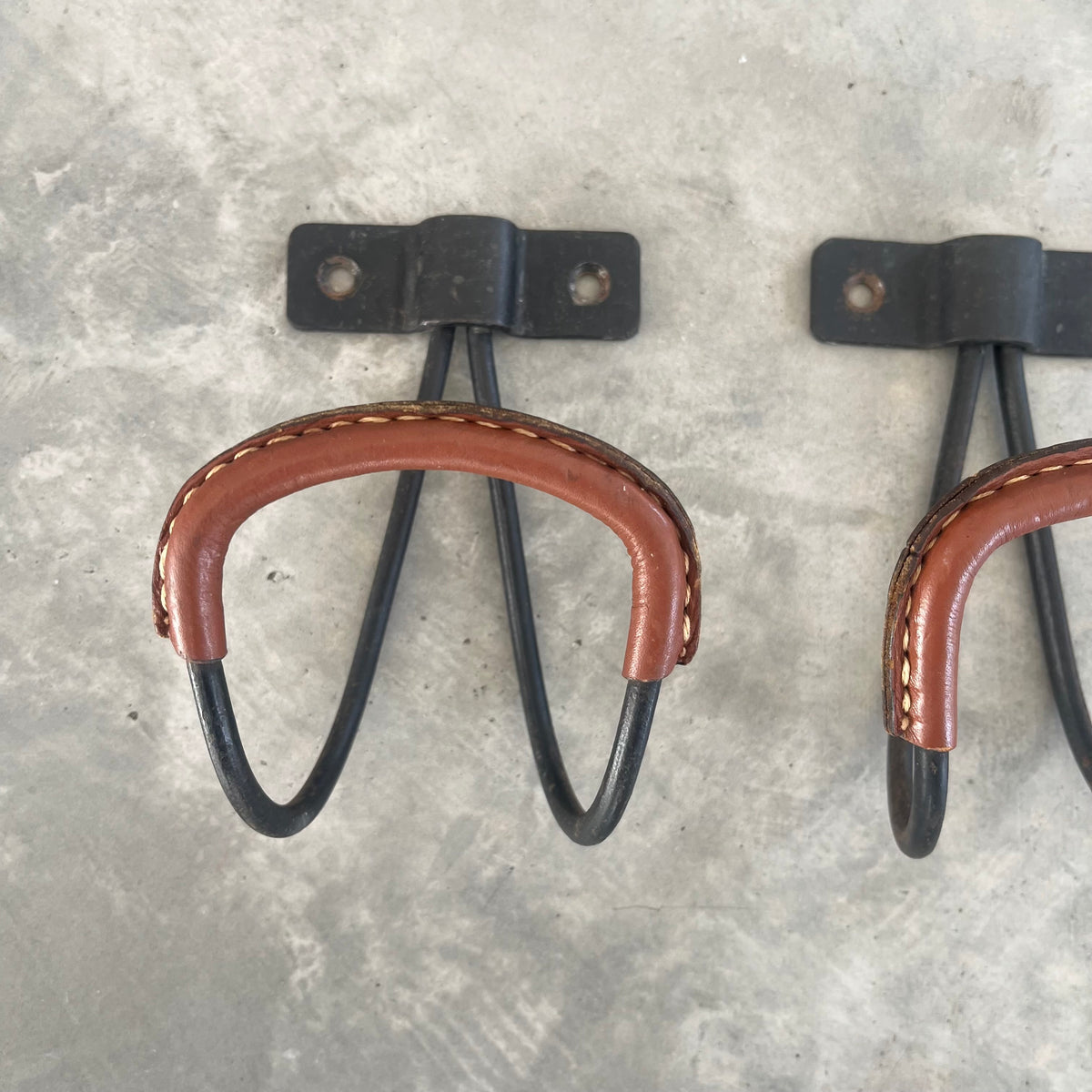 Iron and Leather Coat Hooks