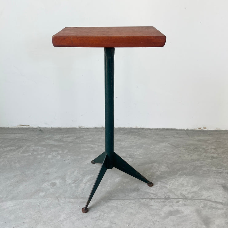Prouve Style Wood and Metal Side Table