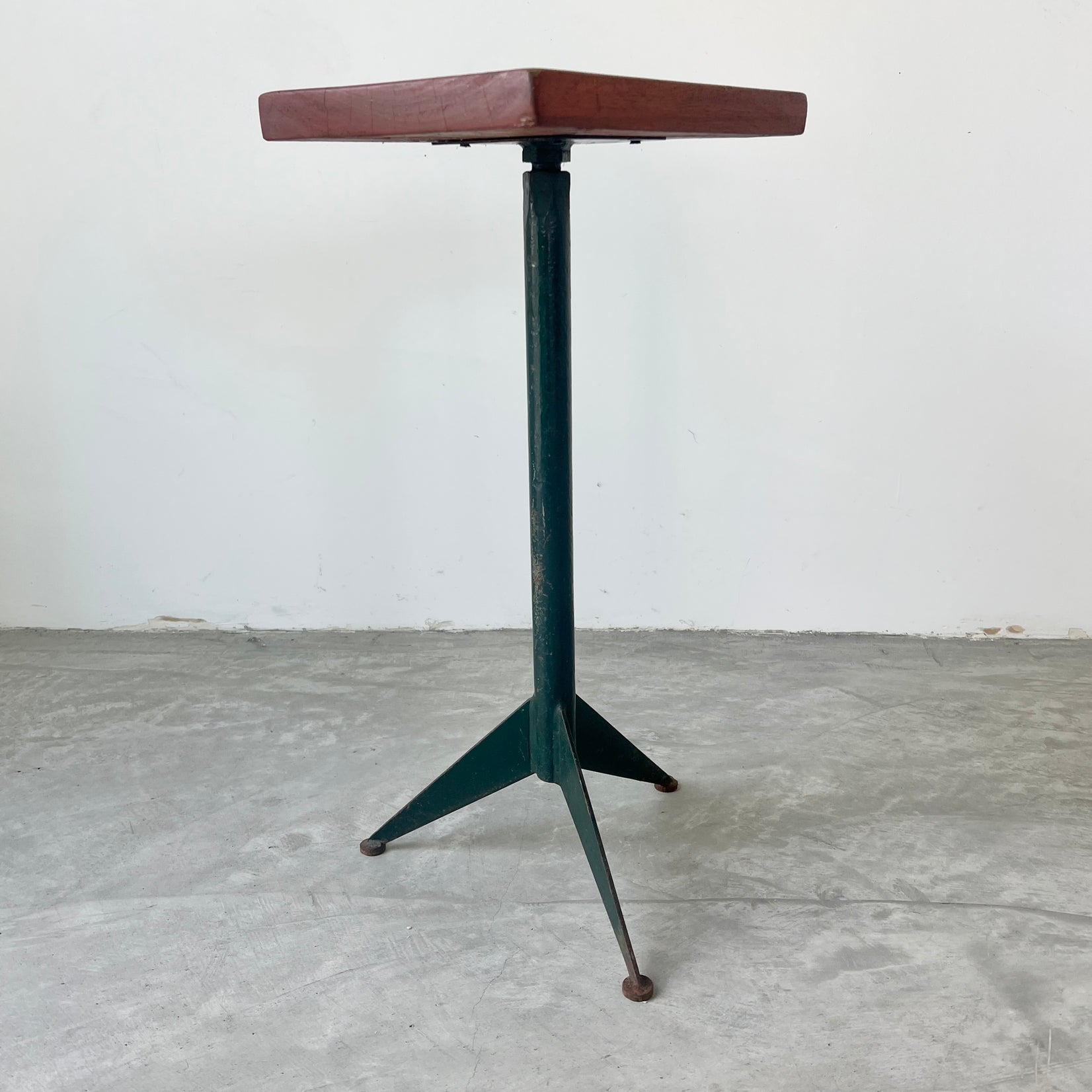 Prouve Style Wood and Metal Side Table