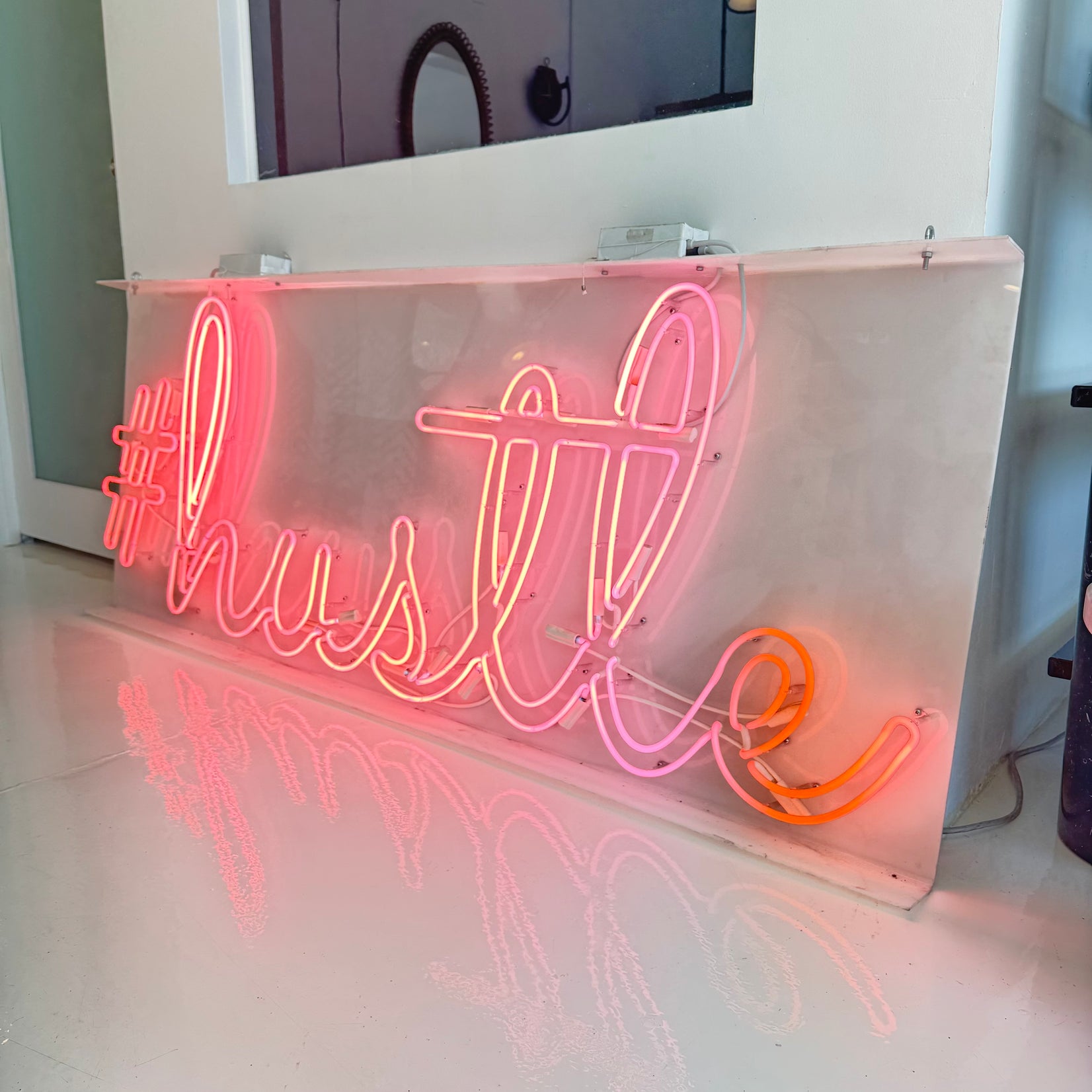 Pink Neon Hustle Sign