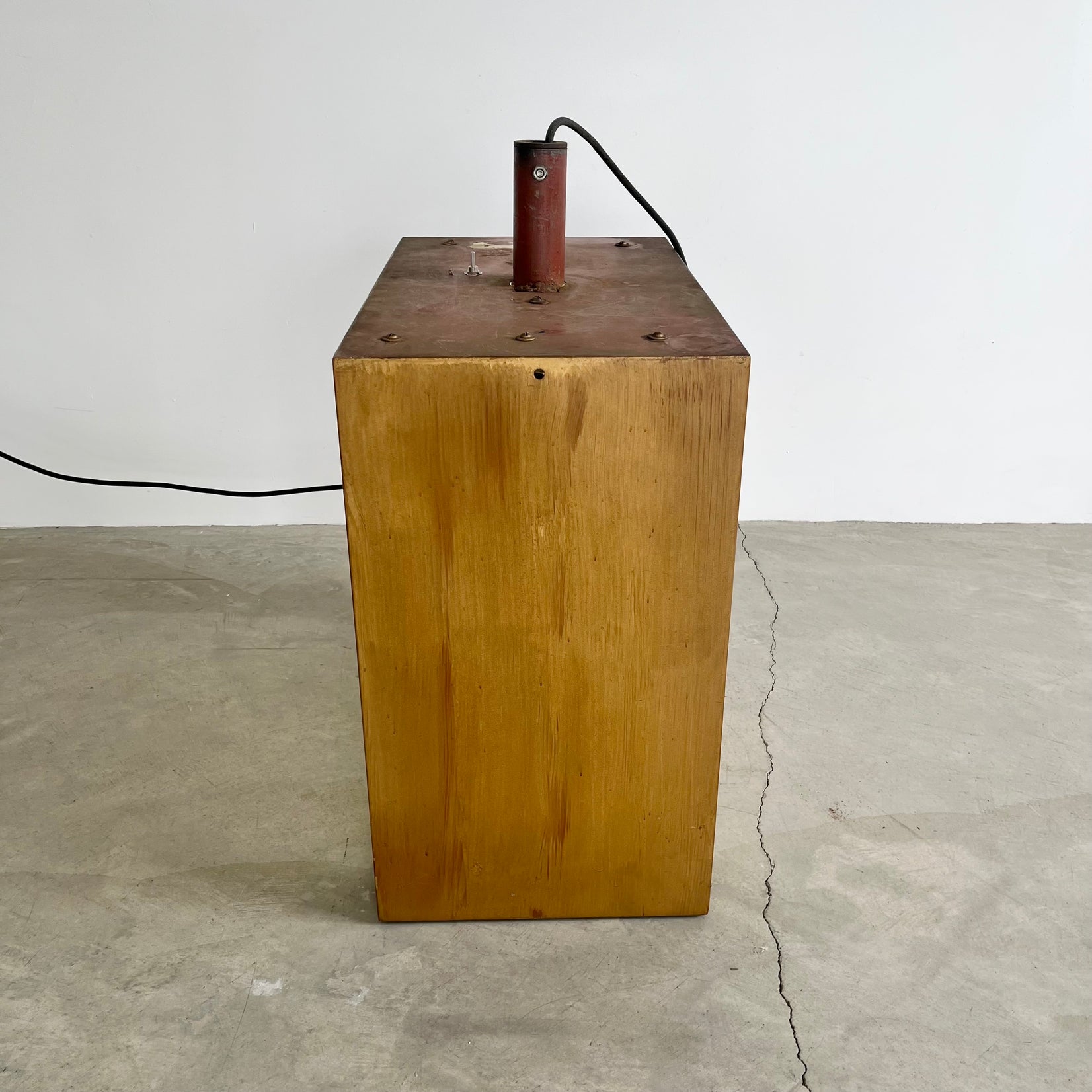 Massive Industrial Two-Sided Backlit Clock and Thermometer