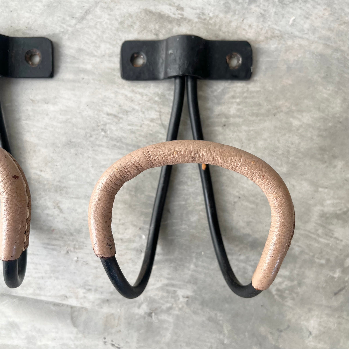 Iron and Leather Coat Hooks