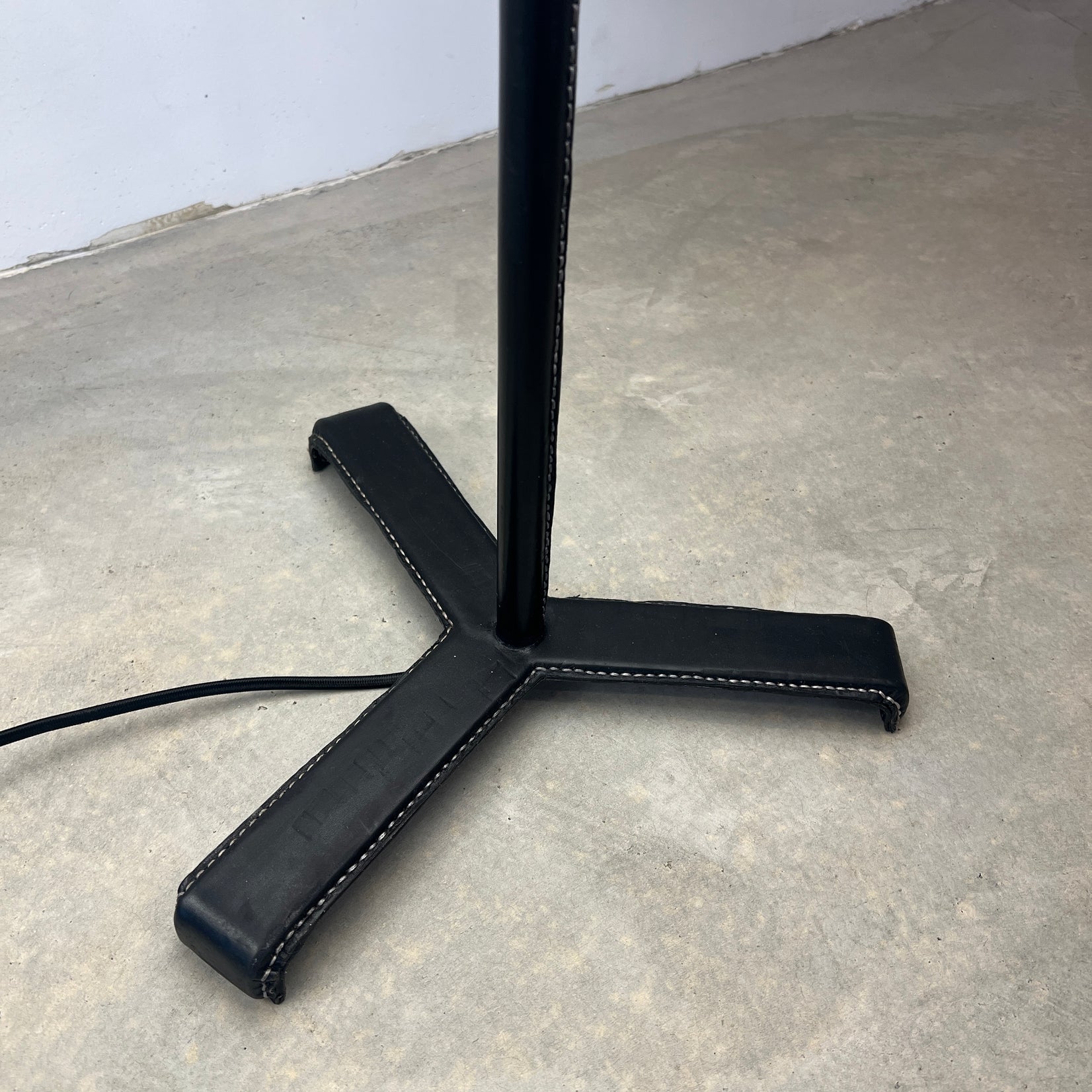 Pair of Black Leather Table Lamps