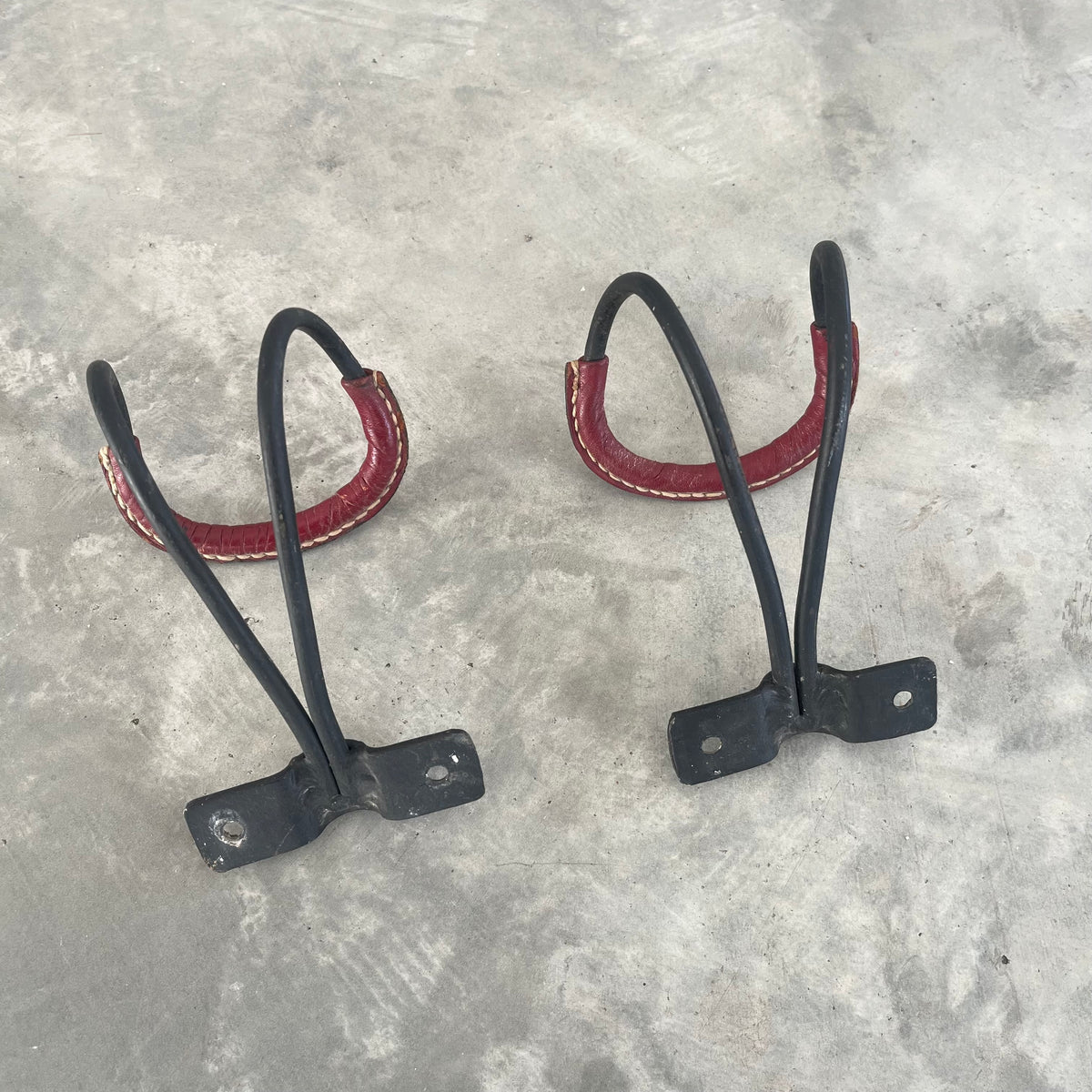 Iron and Leather Coat Hooks