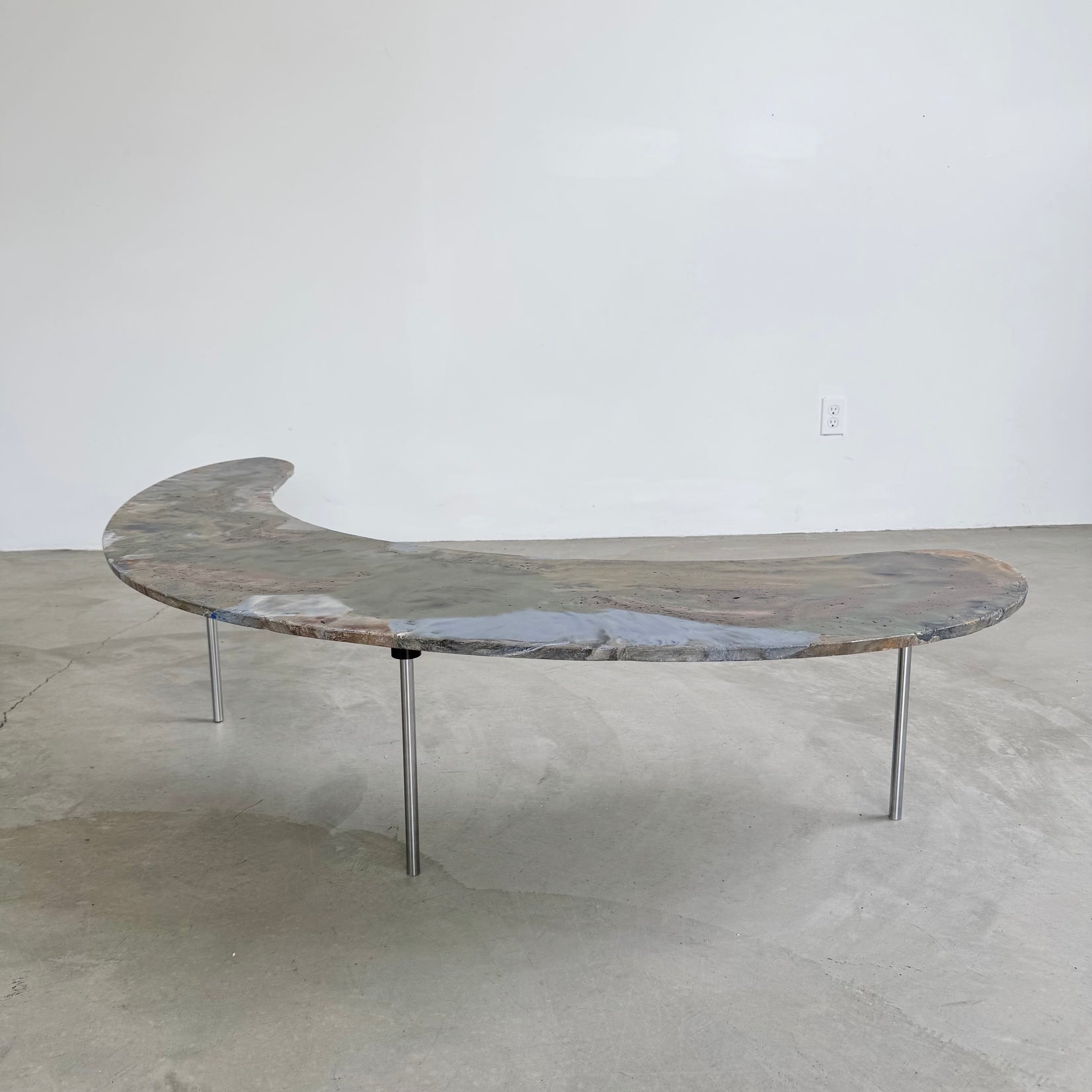 Artist Made Hand Dyed Concrete Boomerang Coffee Table