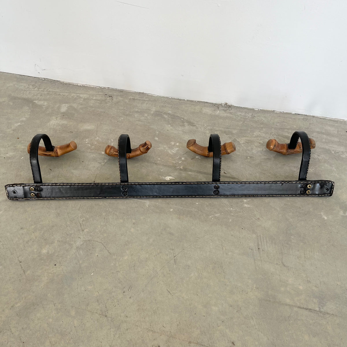 Leather and Bamboo Coat Rack