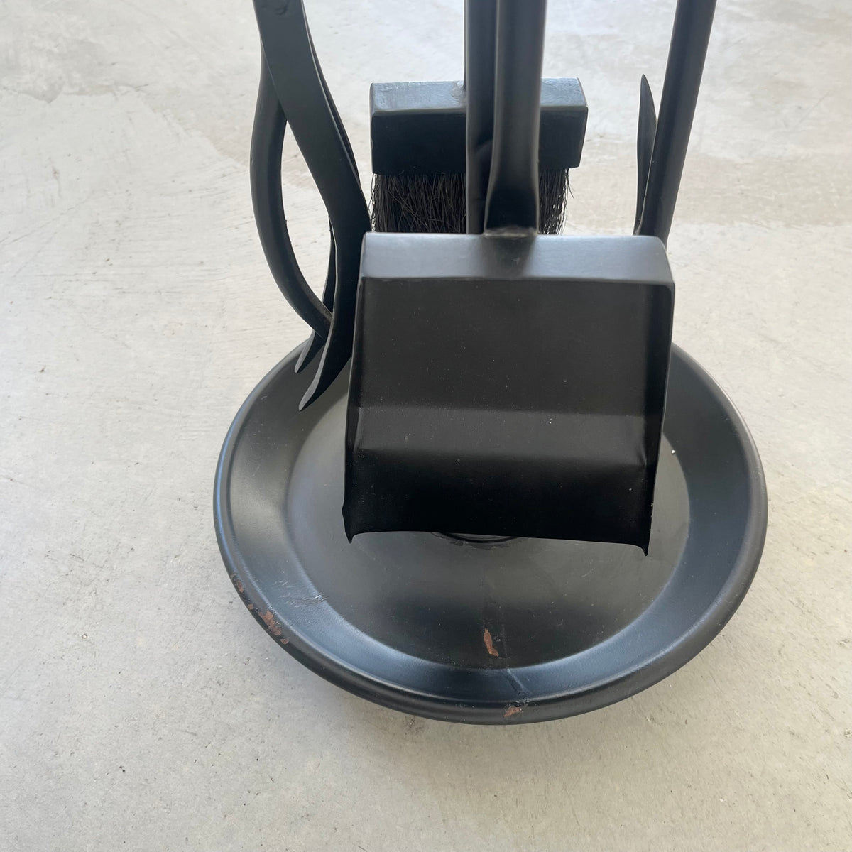 Leather and Iron Fireplace Set in the Style of Jacques Adnet USA