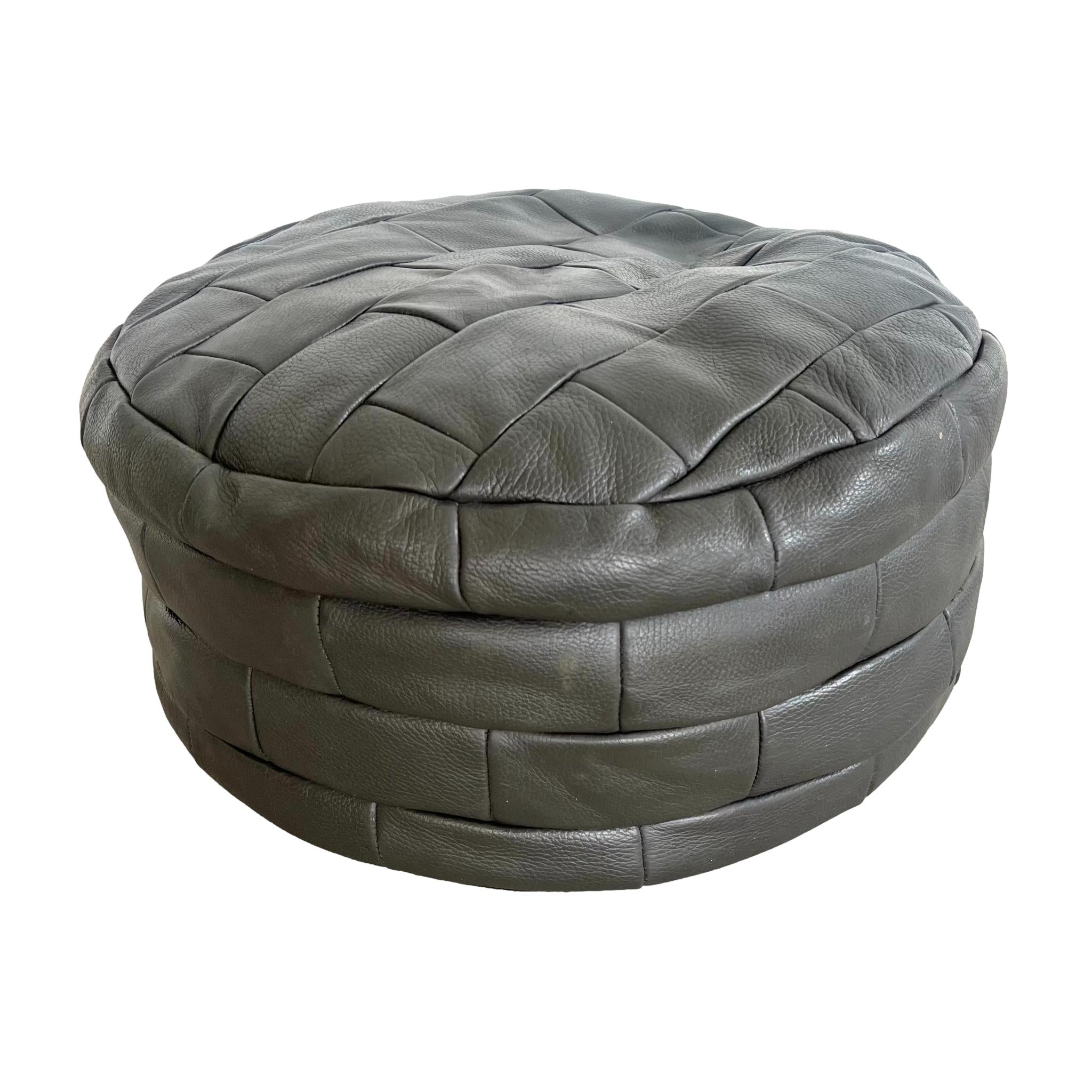Grey Patchwork Ottoman