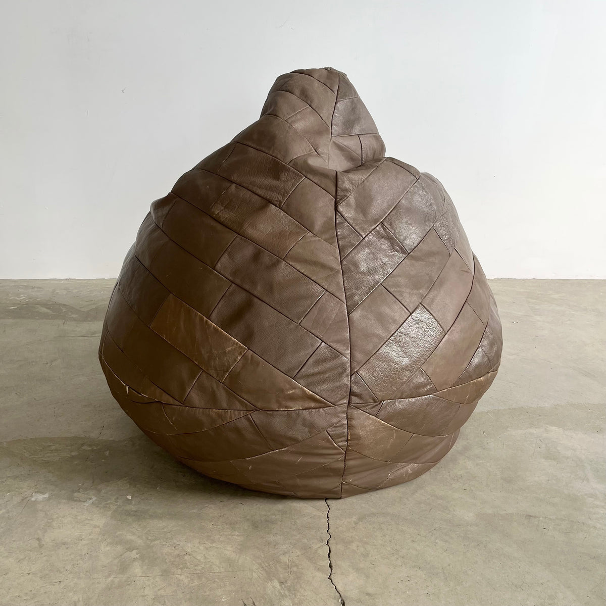 Gray Leather Patchwork Beanbag