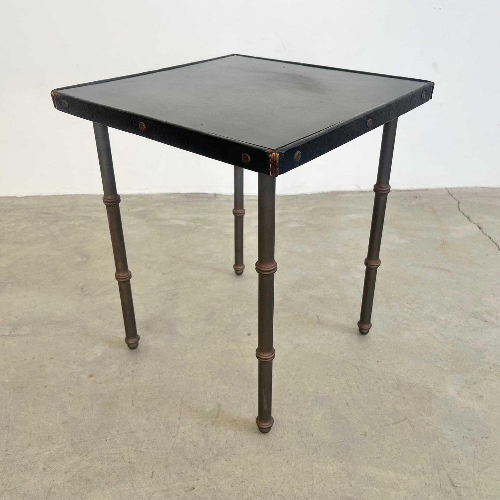 Leather and Metal Side Table