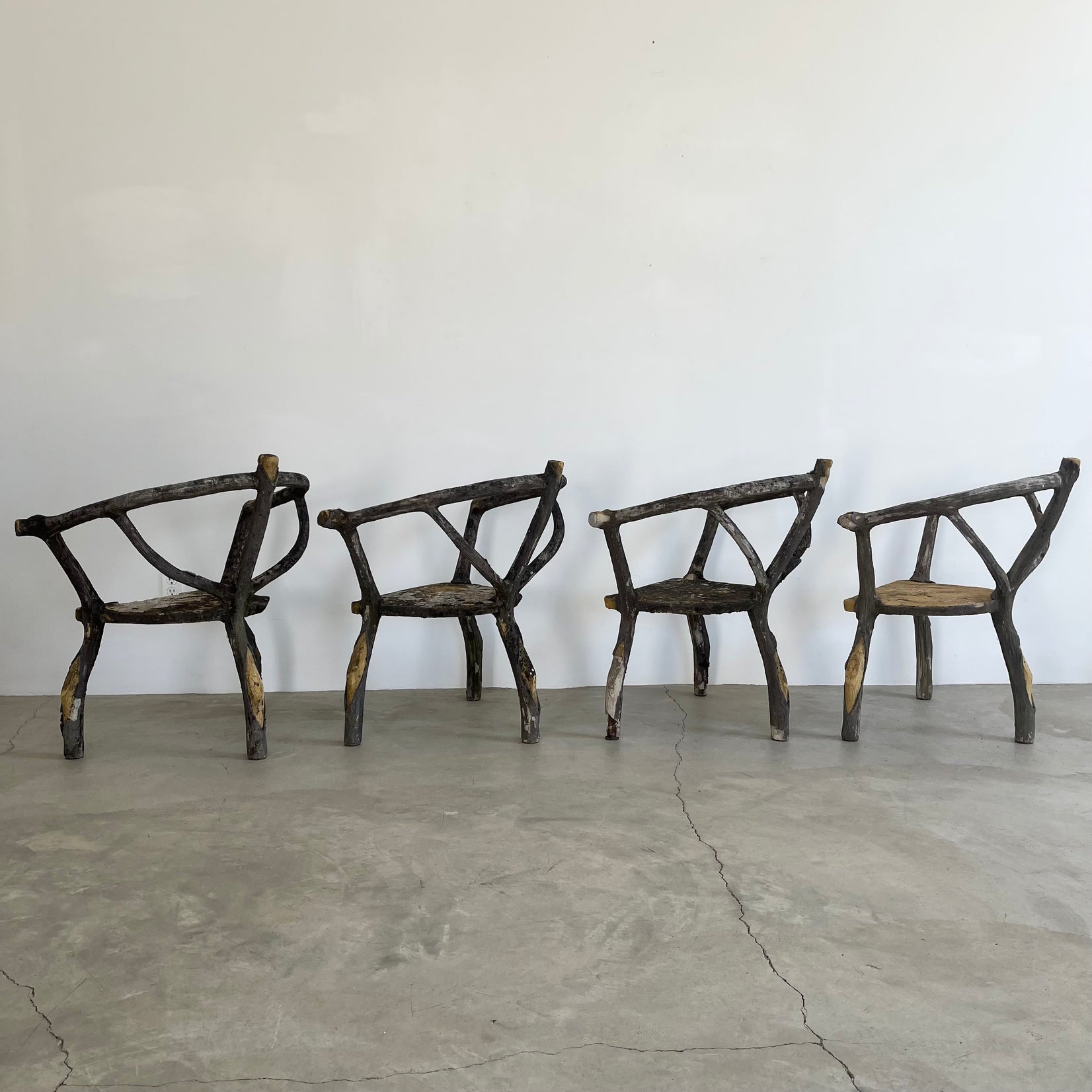 Set of 4 Faux Bois chairs, 1960s France
