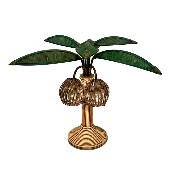 Rattan and Wicker Palm Tree Table Lamp