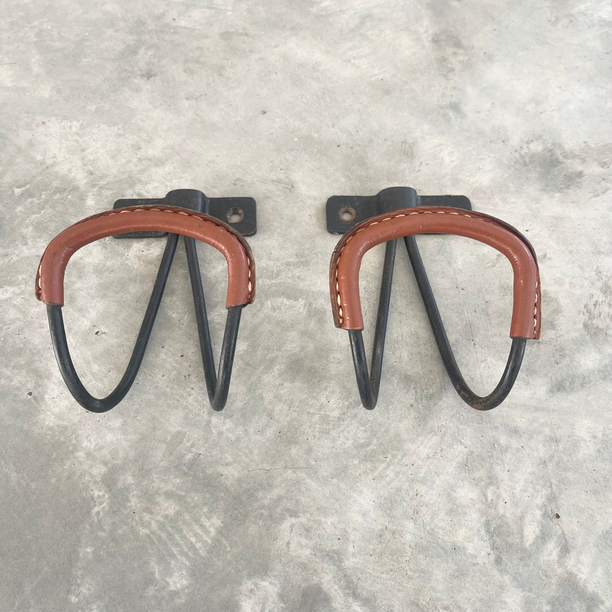 Iron and Leather Coat Hooks