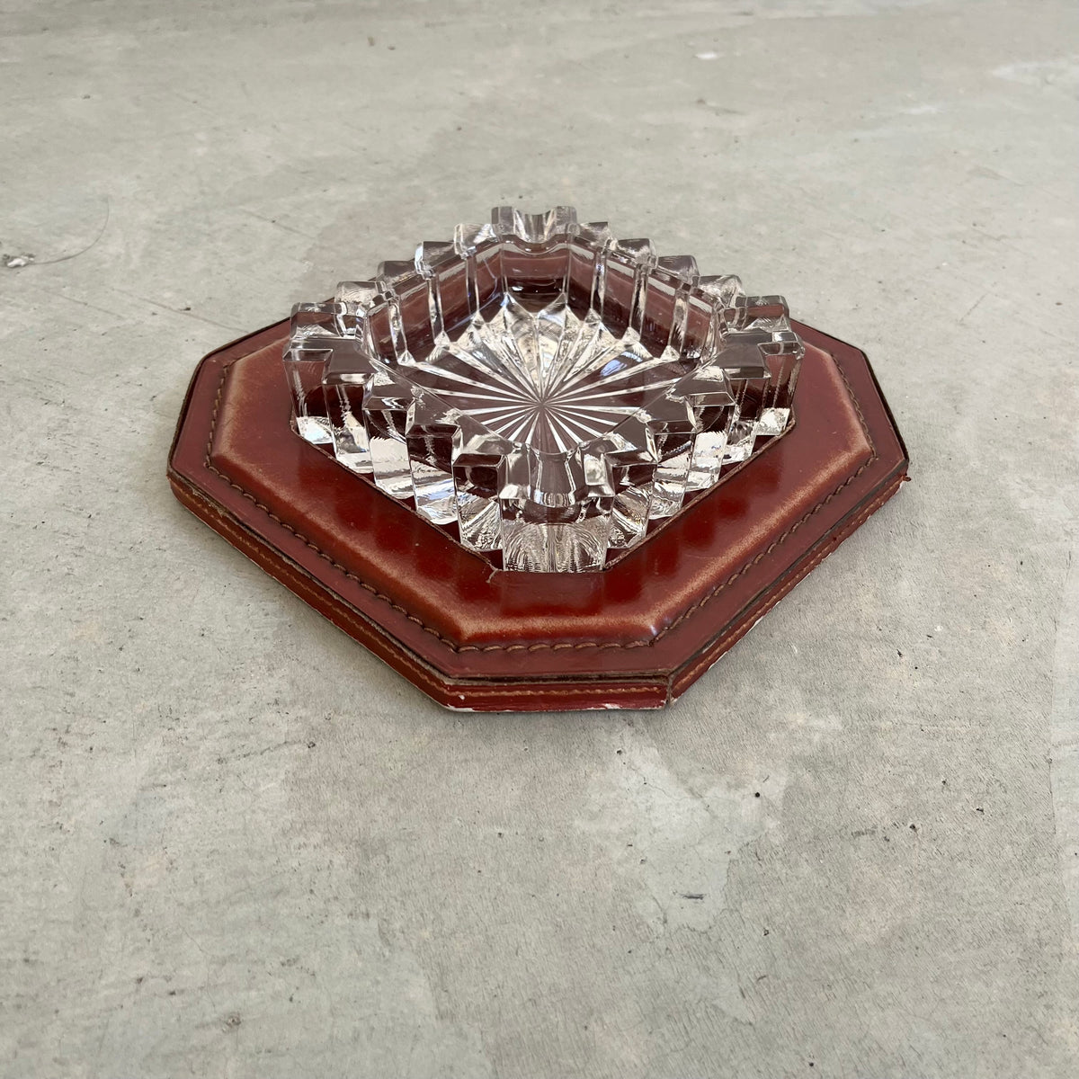 Leather and Glass Ashtray