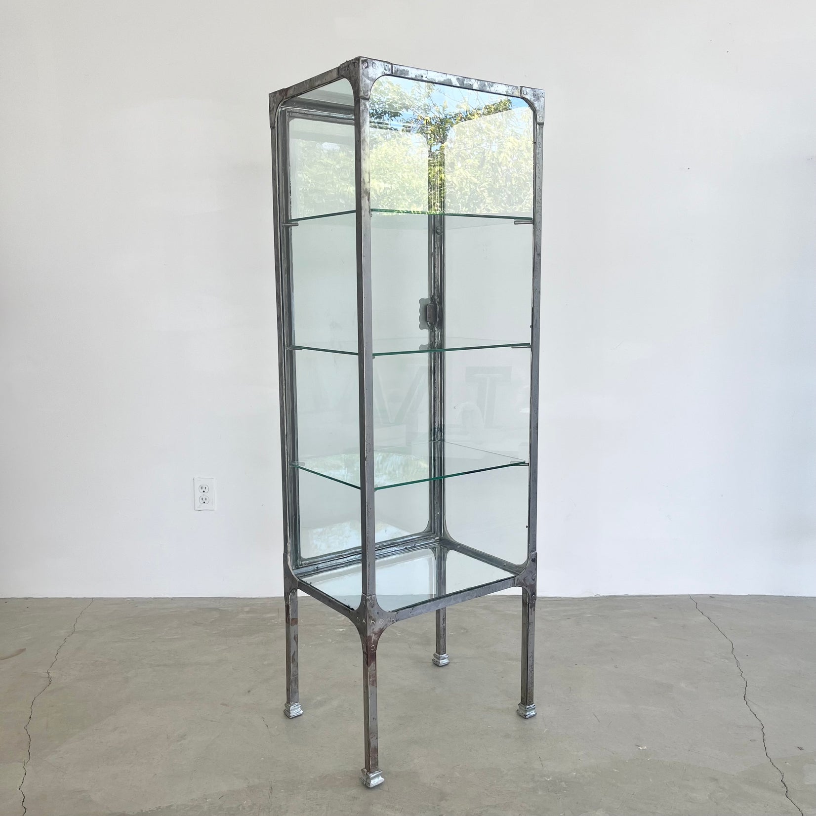 Industrial Steel & Glass Medical Vitrine