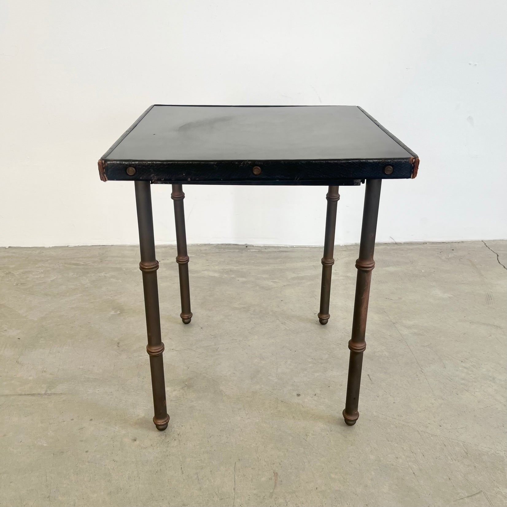 Leather and Metal Side Table