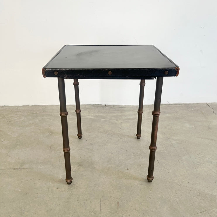 Leather and Metal Side Table