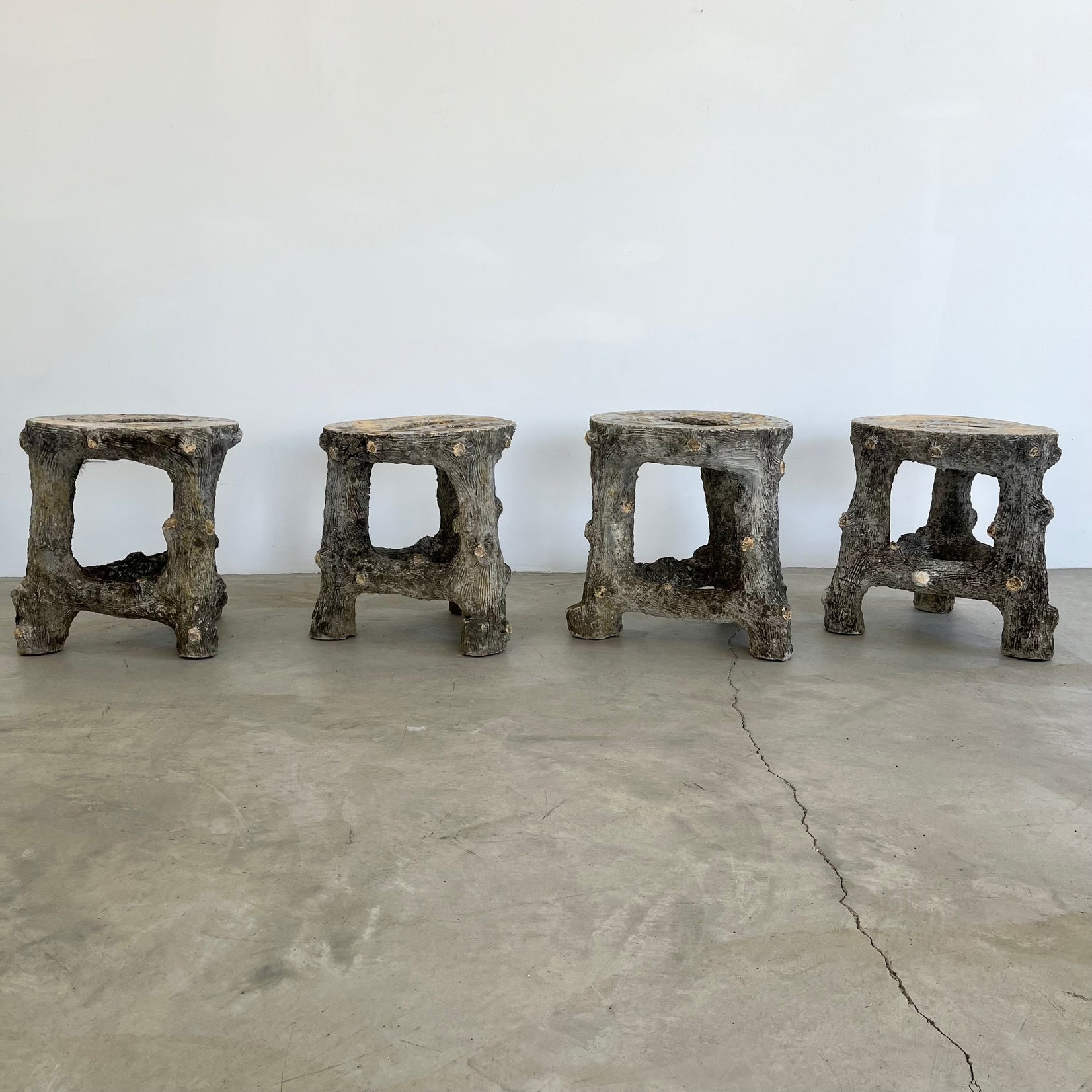 Set of 4 Faux Bois stools, 1960s France