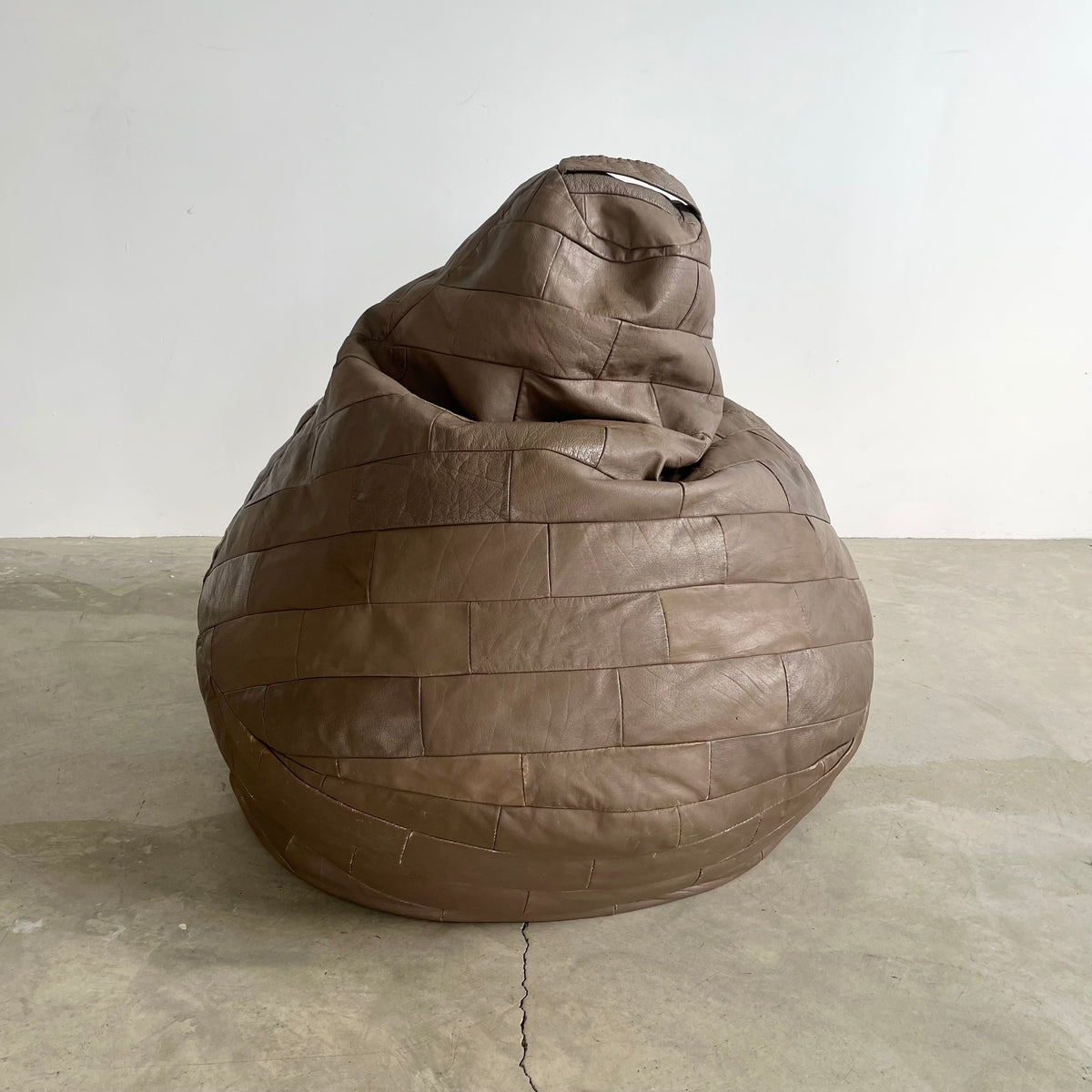 Gray Leather Patchwork Beanbag