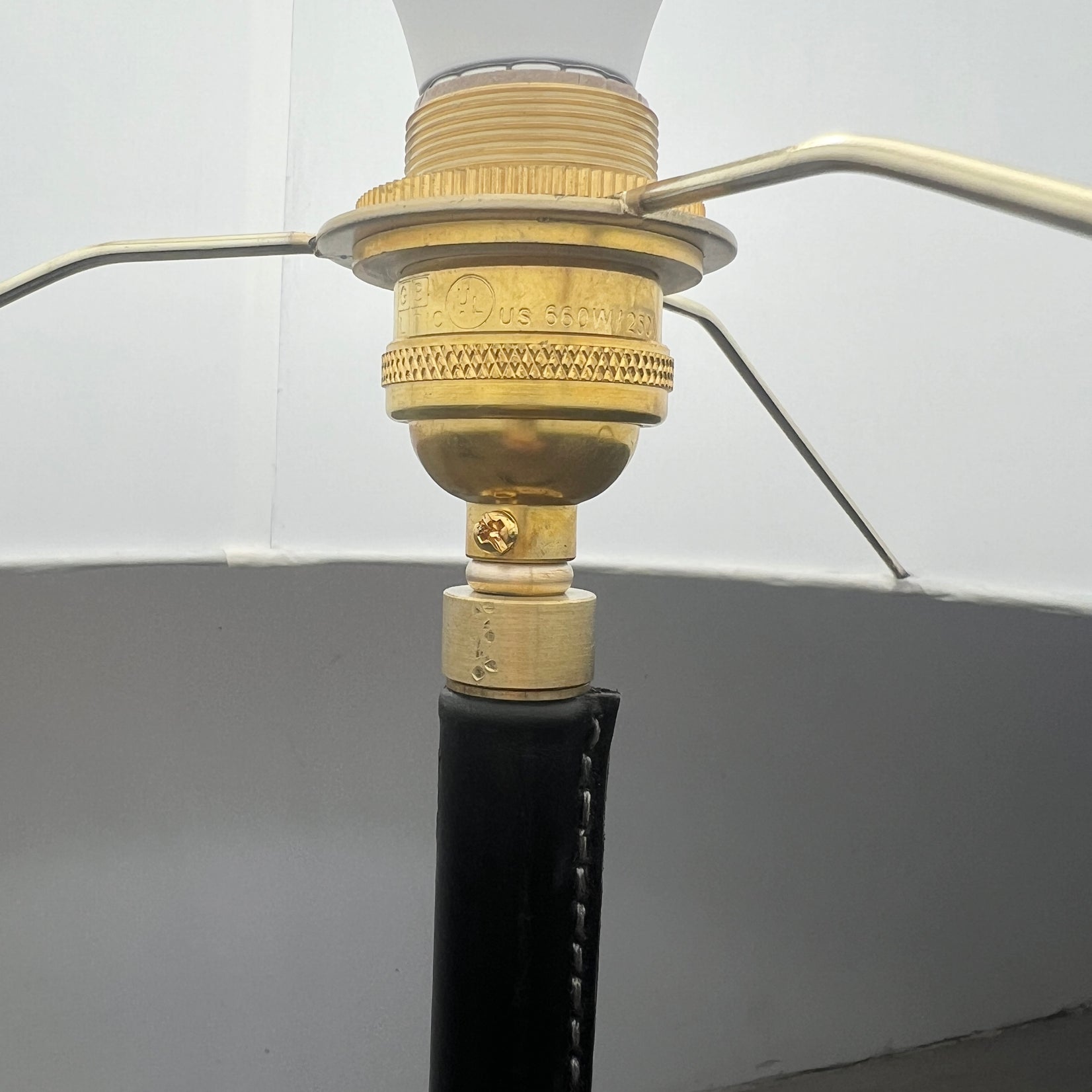 Pair of Black Leather Table Lamps