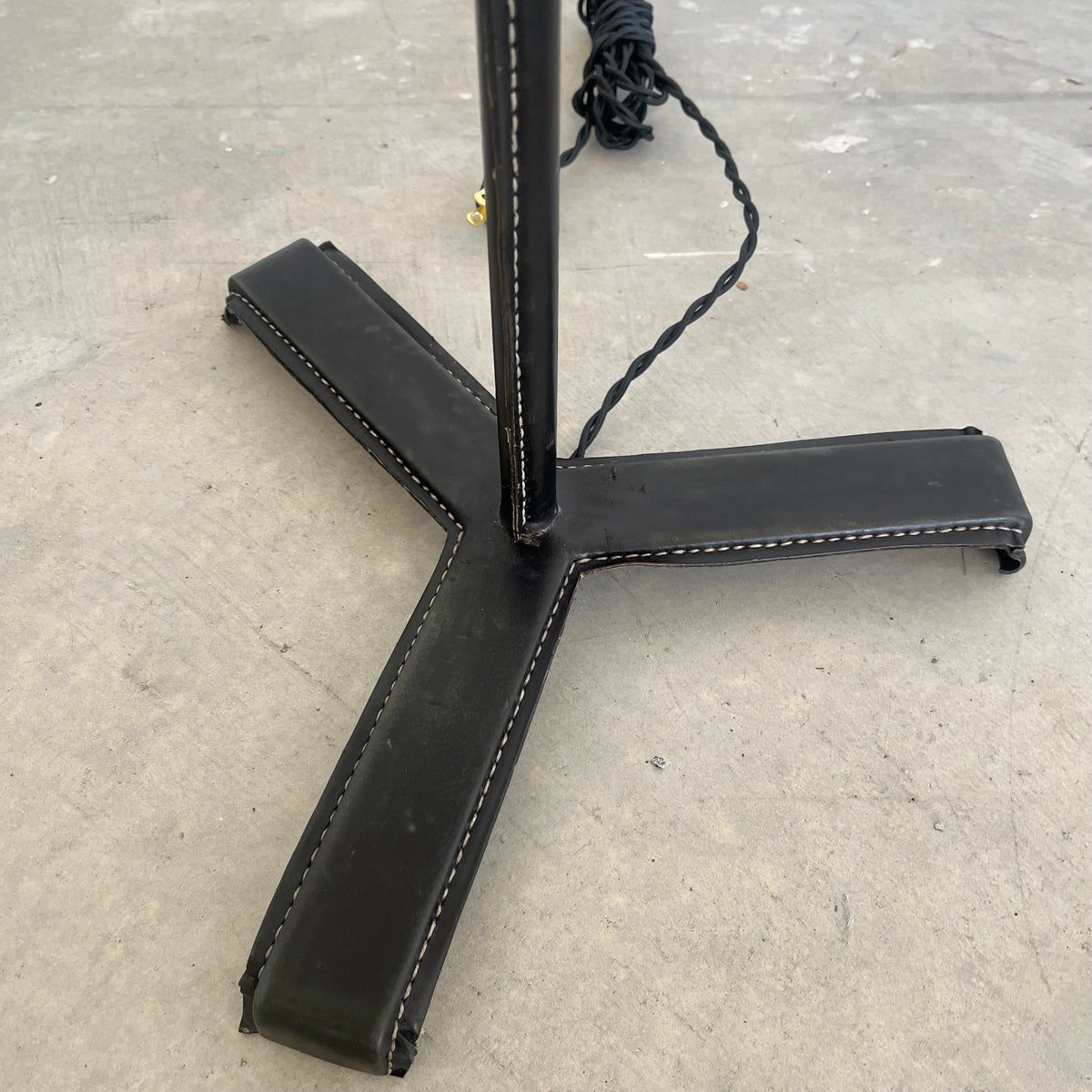 Pair of Black Leather Table Lamps