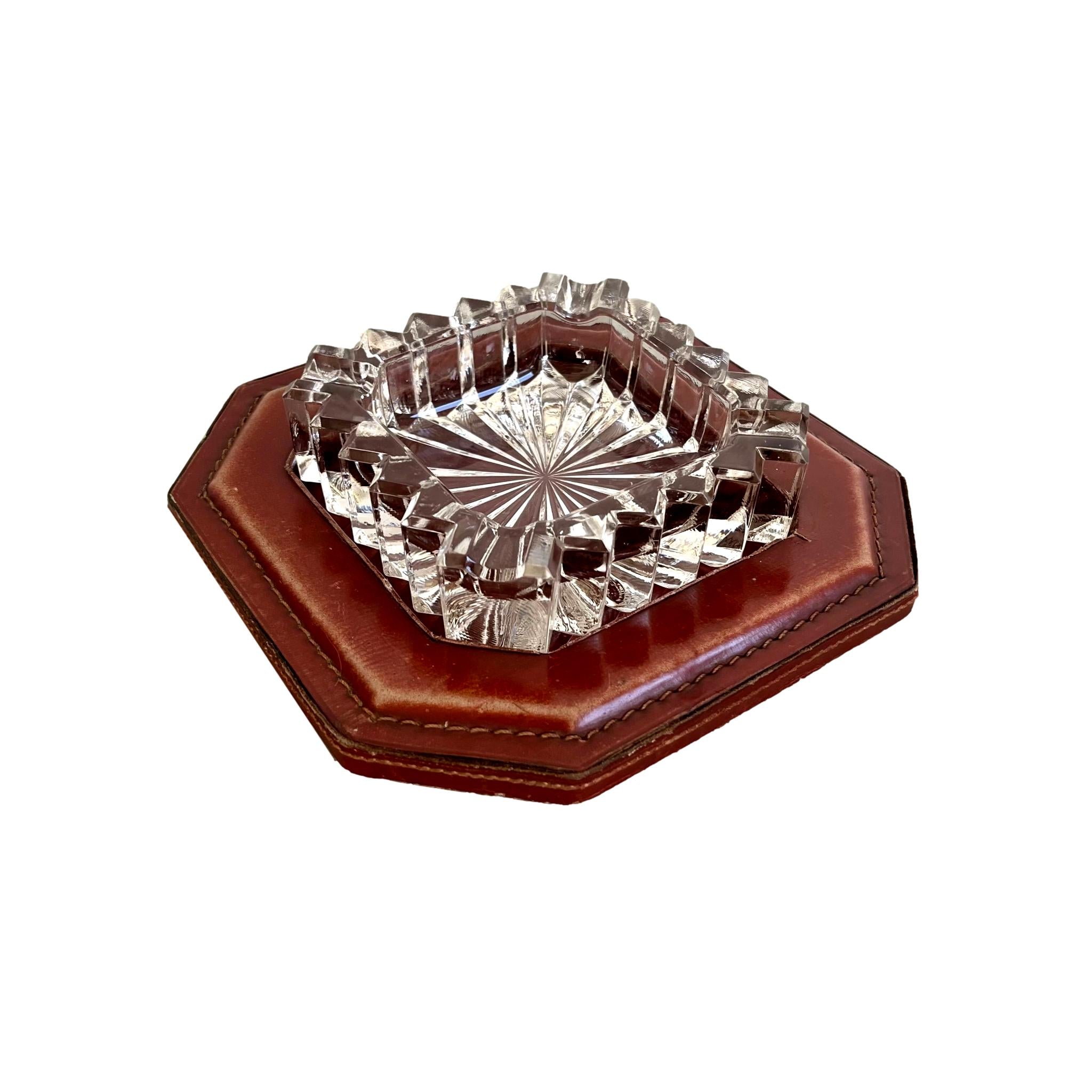 Leather and Glass Ashtray