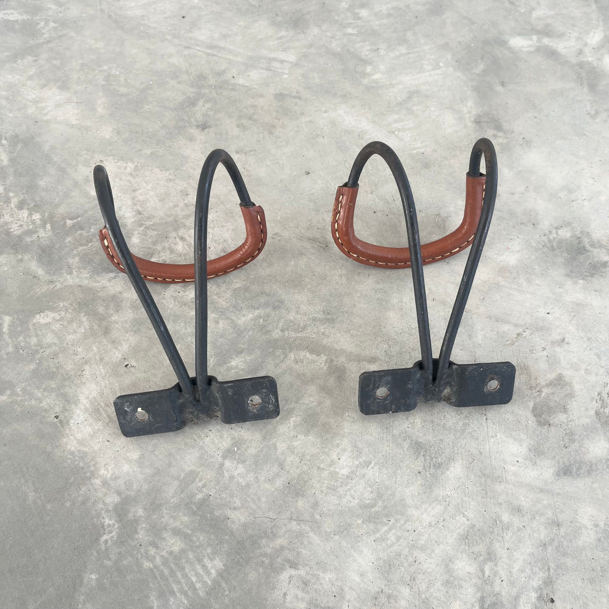 Iron and Leather Coat Hooks