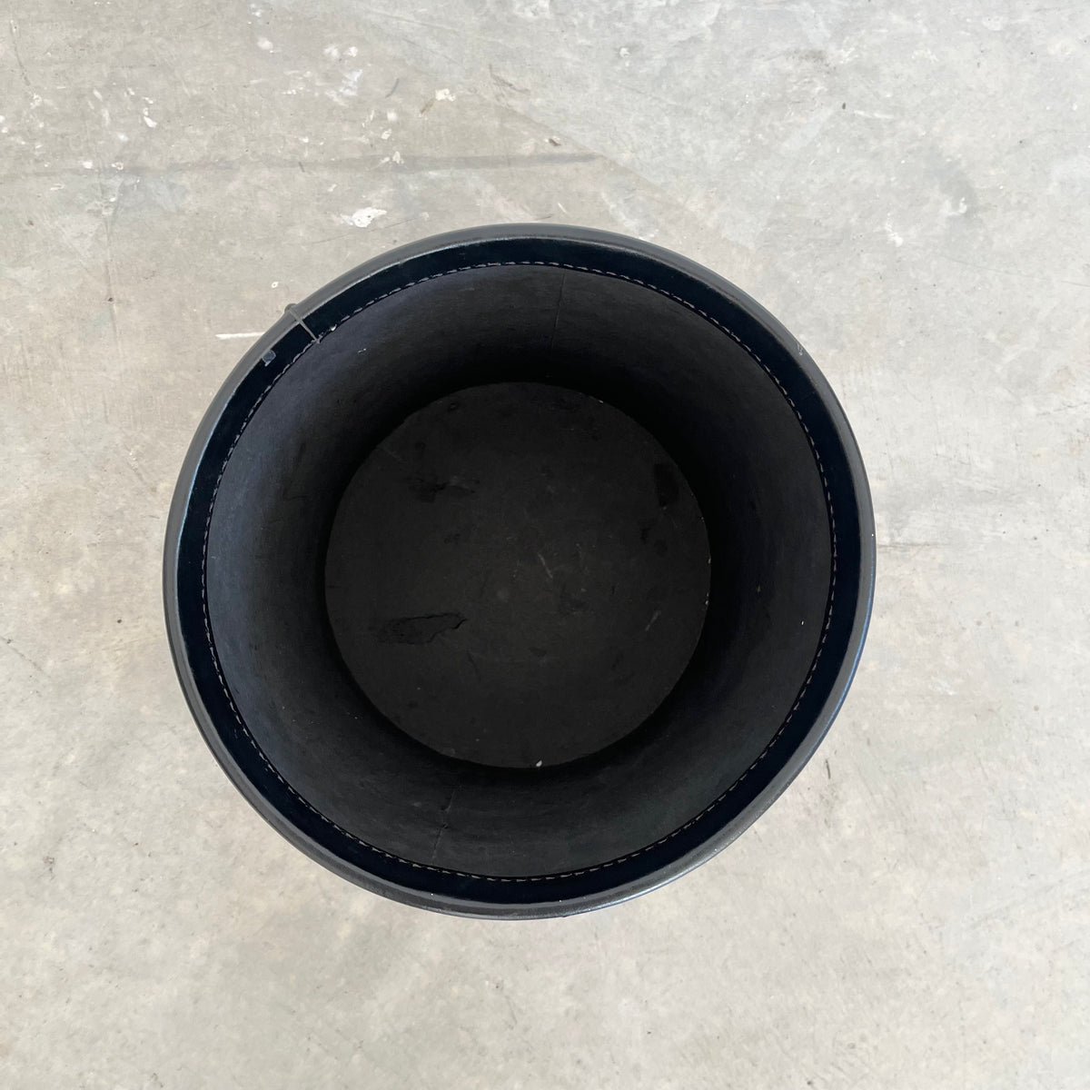 Red and Black Leather Waste Basket