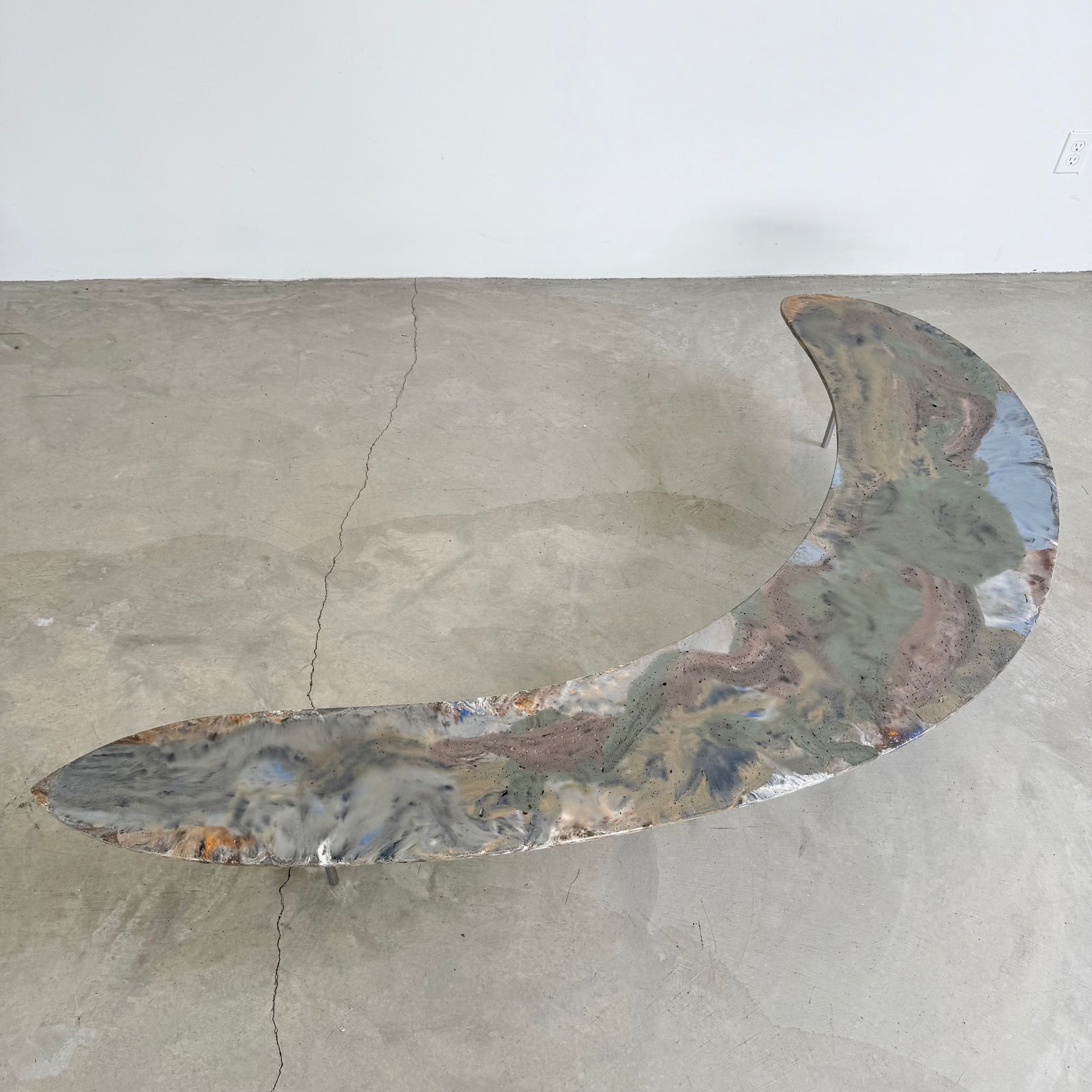 Artist Made Hand Dyed Concrete Boomerang Coffee Table