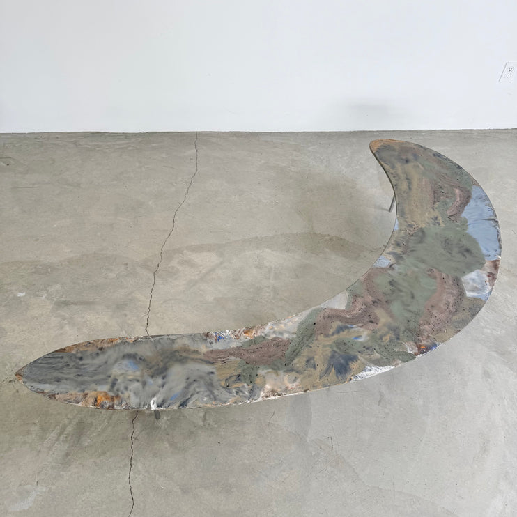 Artist Made Hand Dyed Concrete Boomerang Coffee Table