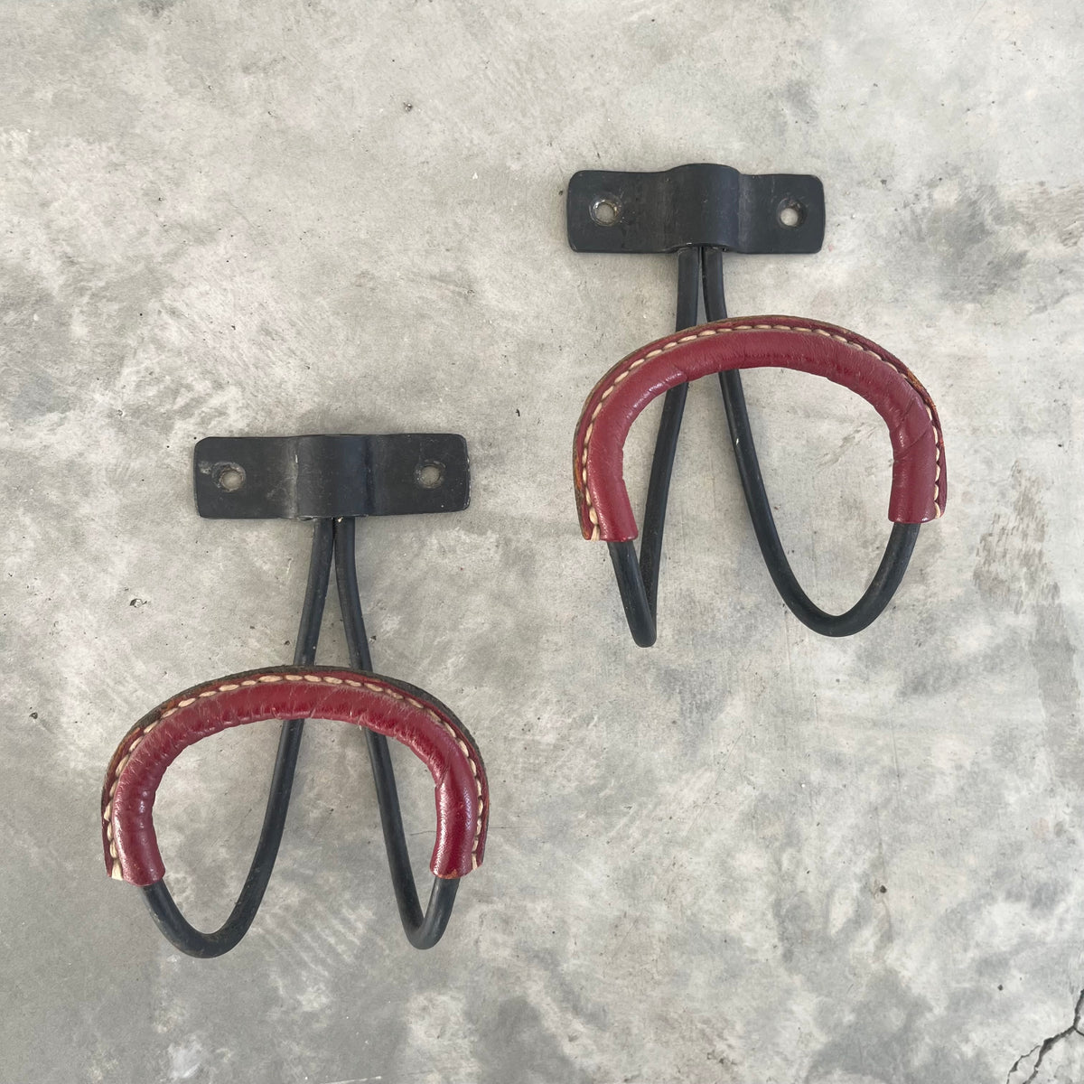 Iron and Leather Coat Hooks